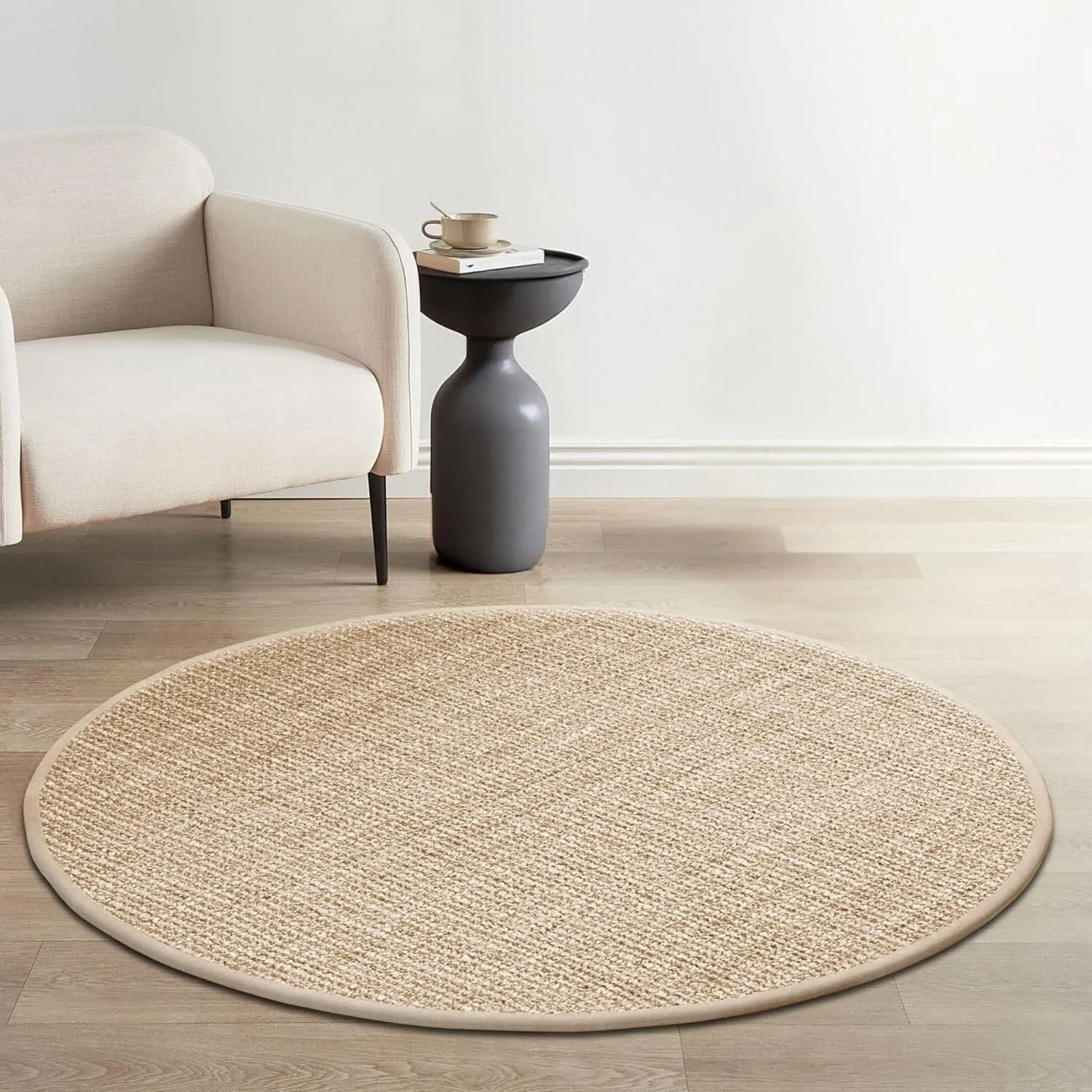 Delara Premium Handwoven Natural Fiber Area Rug Boucle 100% Jute excellent choice in high-traffic areas such as Living rooms