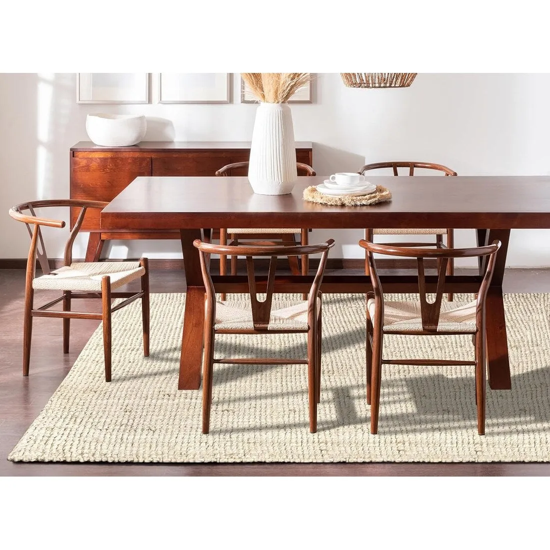 Delara Premium Handwoven Natural Fiber Area Rug Boucle 100% Jute excellent choice in high-traffic areas such as Living rooms