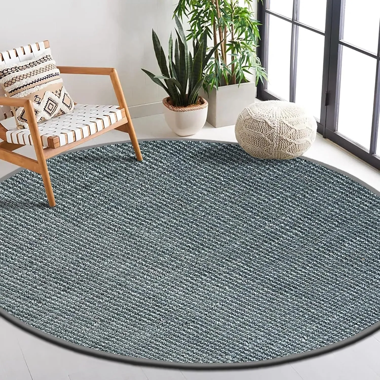 Delara Premium Handwoven Natural Fiber Area Rug Boucle 100% Jute excellent choice in high-traffic areas such as Living rooms