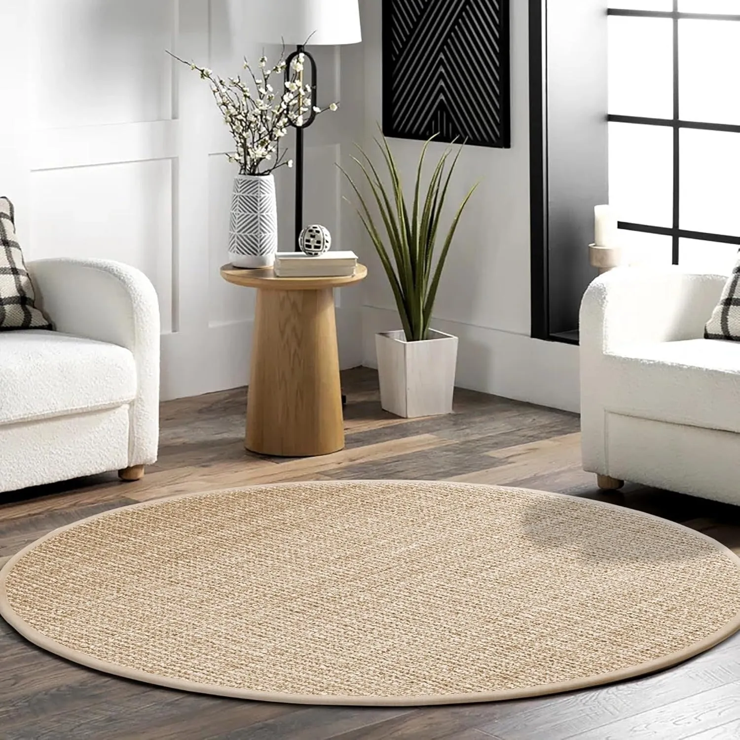 Delara Premium Handwoven Natural Fiber Area Rug Boucle 100% Jute excellent choice in high-traffic areas such as Living rooms