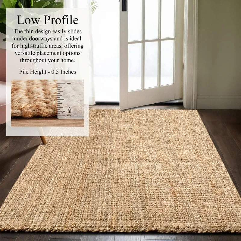 Delara Premium Handwoven Natural Fiber Area Rug Boucle 100% Jute excellent choice in high-traffic areas such as Living rooms