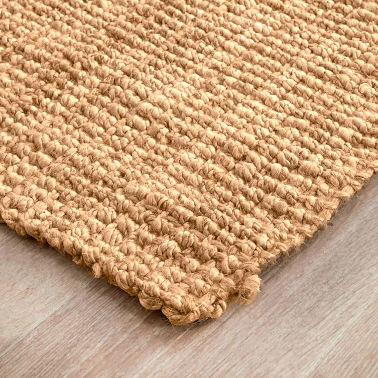 Delara Premium Handwoven Natural Fiber Area Rug Boucle 100% Jute excellent choice in high-traffic areas such as Living rooms