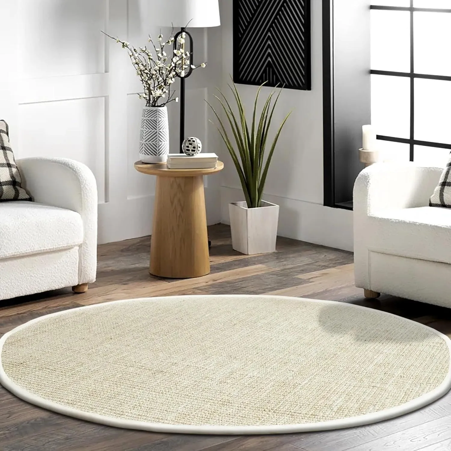 Delara Premium Handwoven Natural Fiber Area Rug Boucle 100% Jute excellent choice in high-traffic areas such as Living rooms