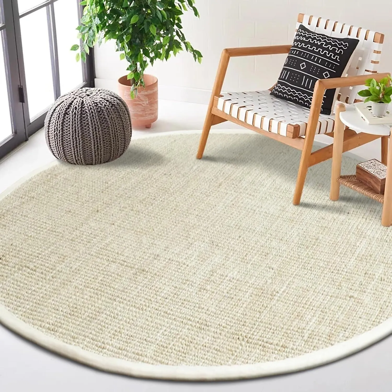 Delara Premium Handwoven Natural Fiber Area Rug Boucle 100% Jute excellent choice in high-traffic areas such as Living rooms