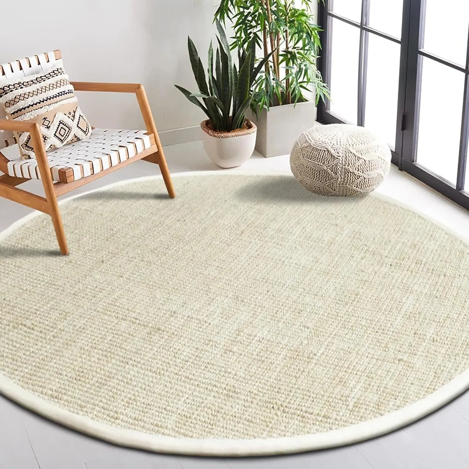 Delara Premium Handwoven Natural Fiber Area Rug Boucle 100% Jute excellent choice in high-traffic areas such as Living rooms
