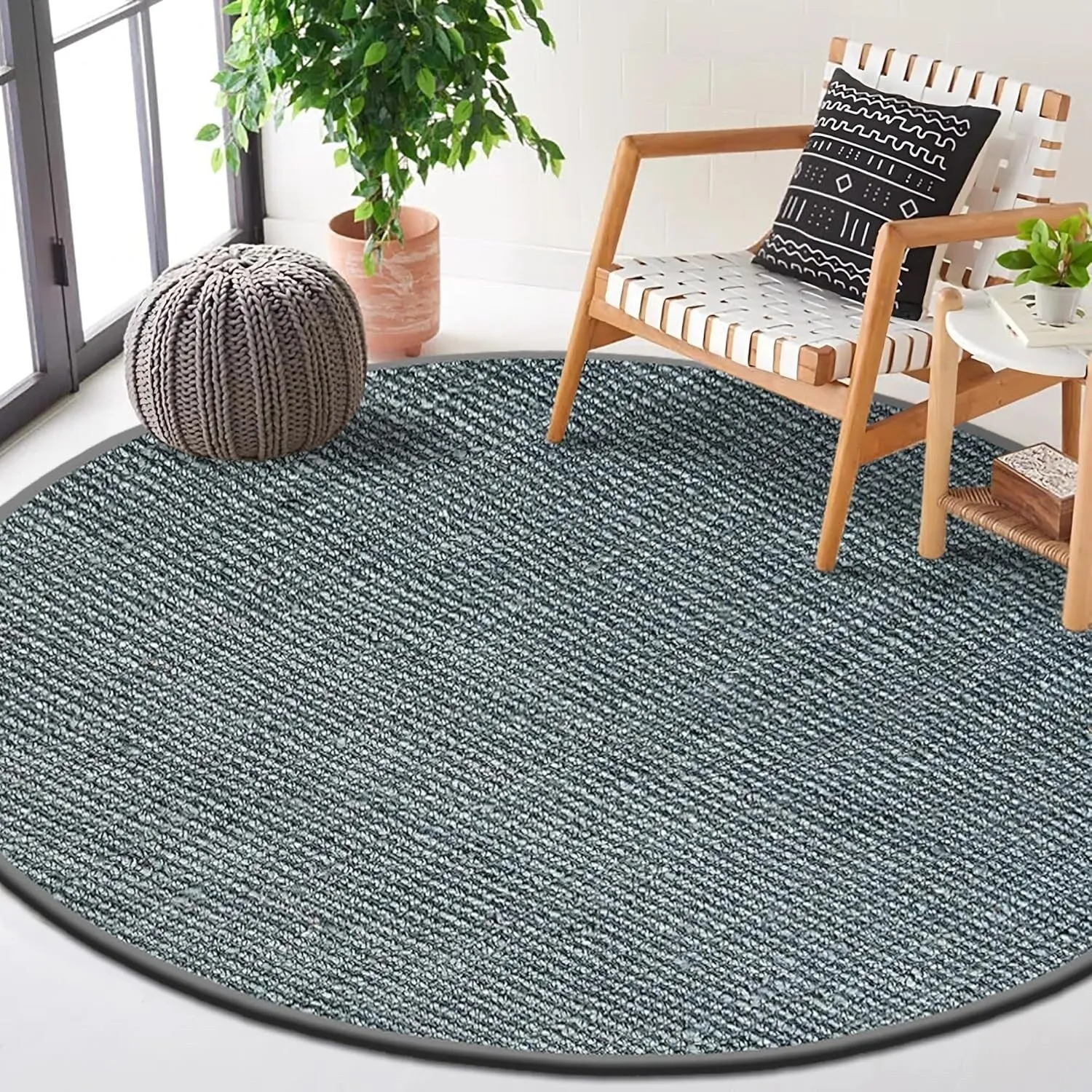 Delara Premium Handwoven Natural Fiber Area Rug Boucle 100% Jute excellent choice in high-traffic areas such as Living rooms
