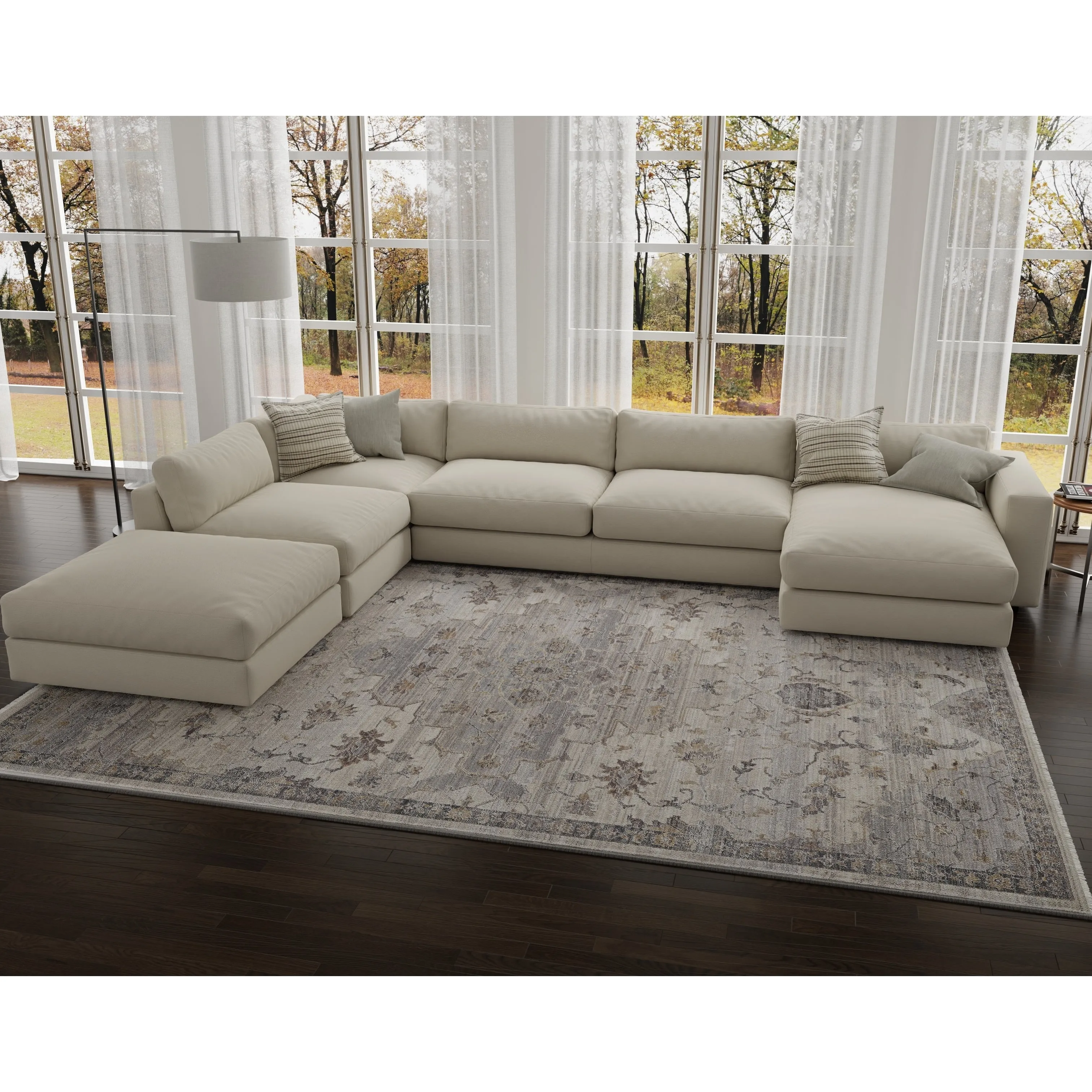 Domani Greige Distressed And Modern Oriental Area Rug