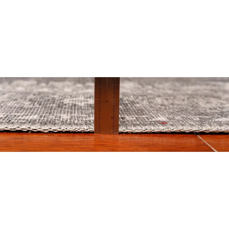 Domani Grove Machine Washable Distressed Grey Medallion Area Rug