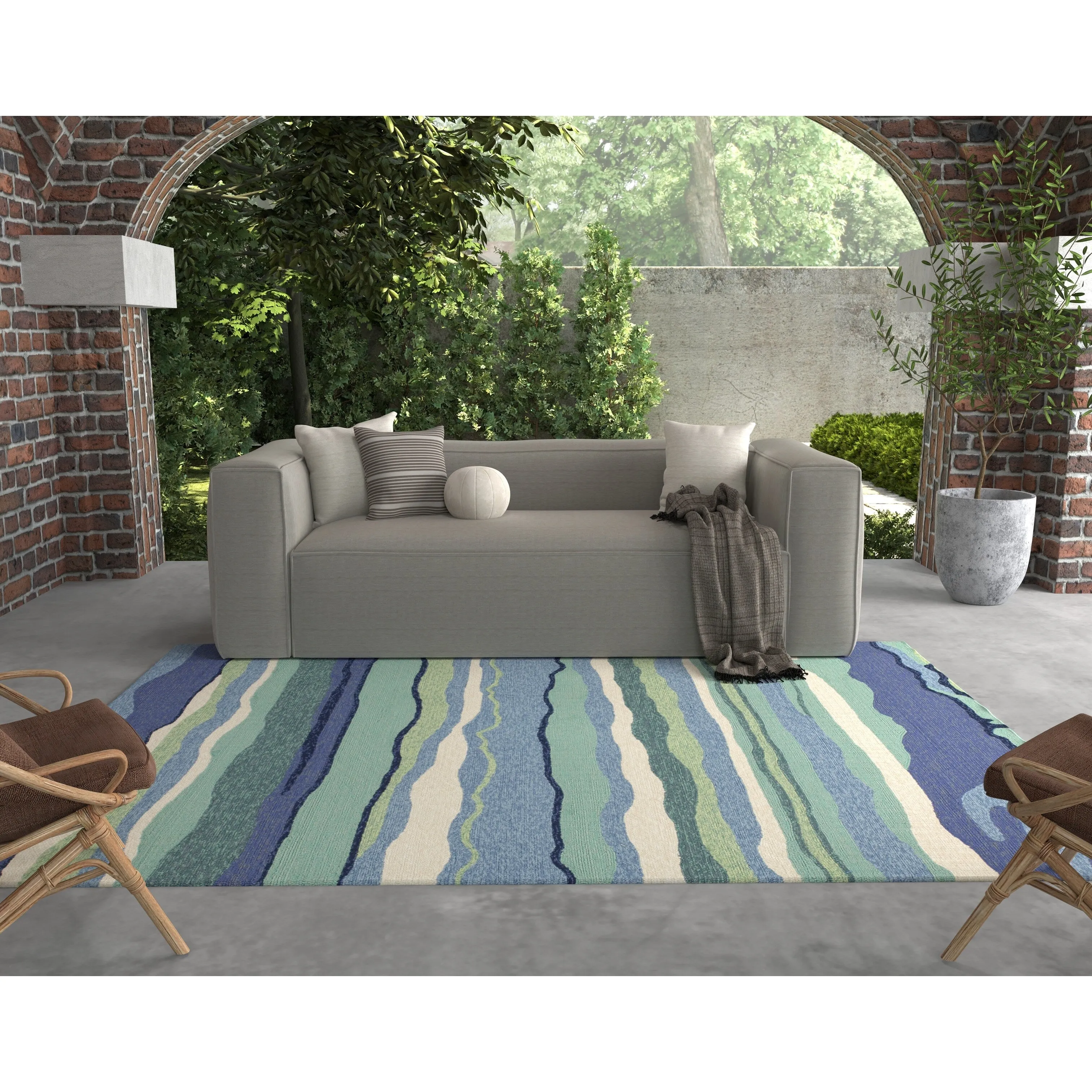 Domani Trails Nautical Stripes Indoor/Outdoor Area Rug