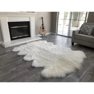 Dynasty Natural 10-pelt Luxury Long Wool Sheepskin Shag Rug