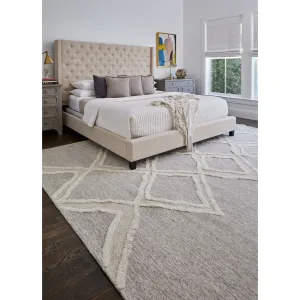 Elika Moroccan Wool Tufted Rug. Moroccan Style. Taupe/Ivory