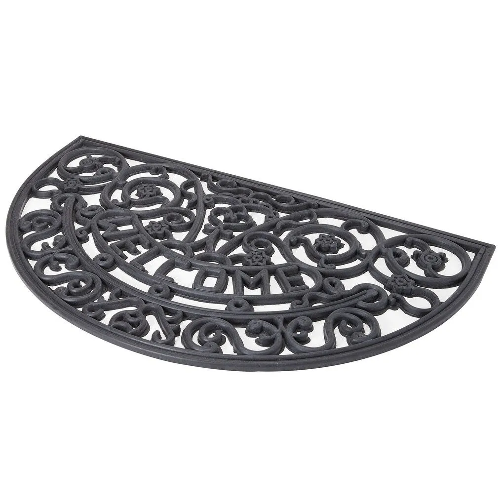 Envelor Half Round Wrought Iron Rubber Entrance Mat Welcome Doormat. 16 x 24