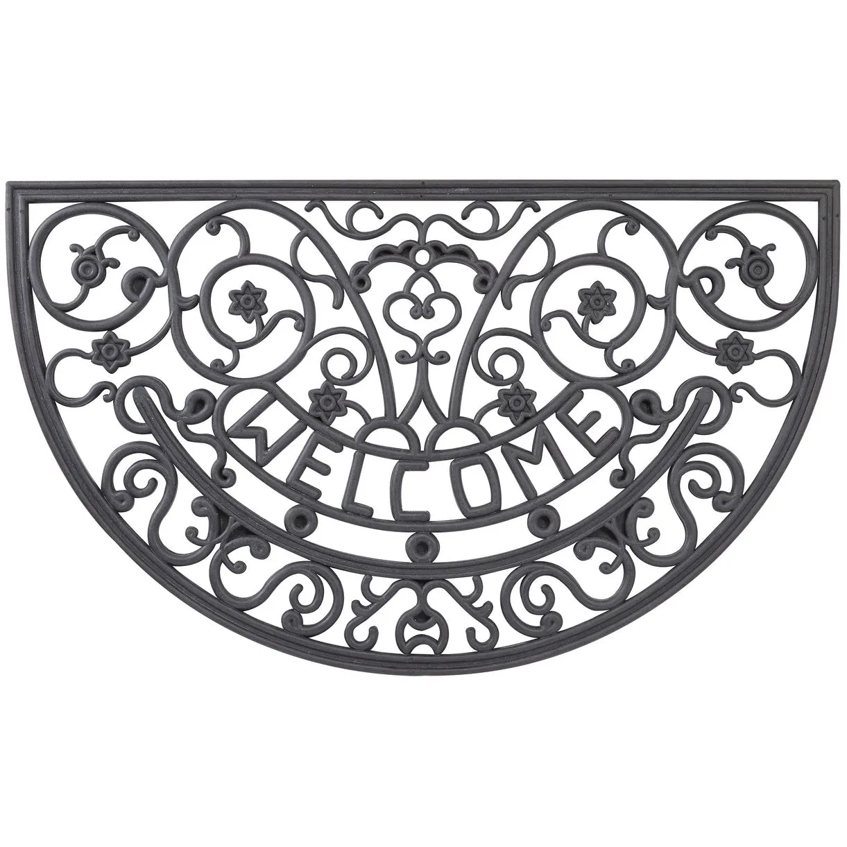 Envelor Half Round Wrought Iron Rubber Entrance Mat Welcome Doormat. 16 x 24