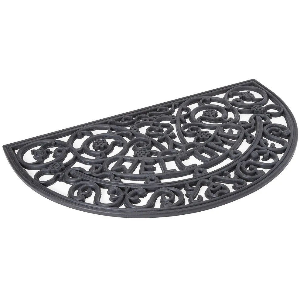 Envelor Half Round Wrought Iron Rubber Entrance Mat Welcome Doormat. 16 x 24