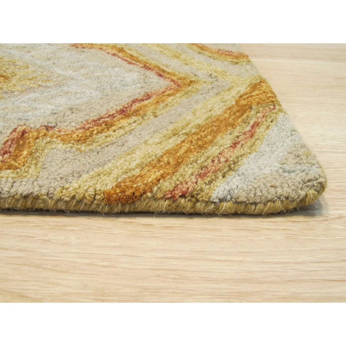 EORC Hand-Tufted Wool Geometric Rug | Elegant Gold Area Rug for Living - 5' x 8'