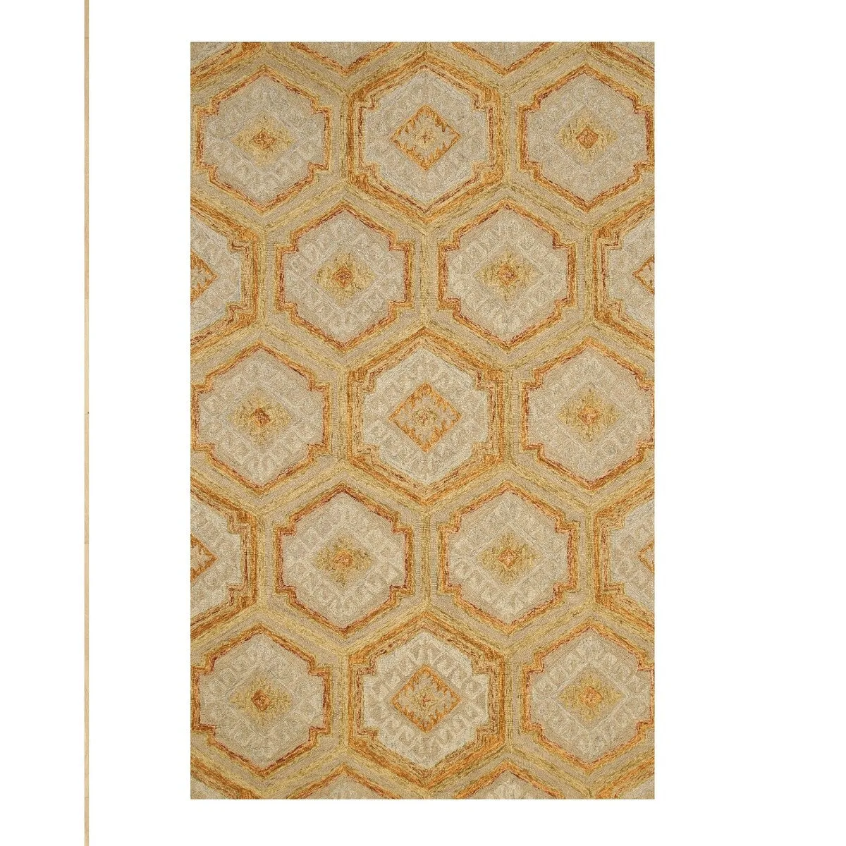 EORC Hand-Tufted Wool Geometric Rug | Elegant Gold Area Rug for Living - 5' x 8'
