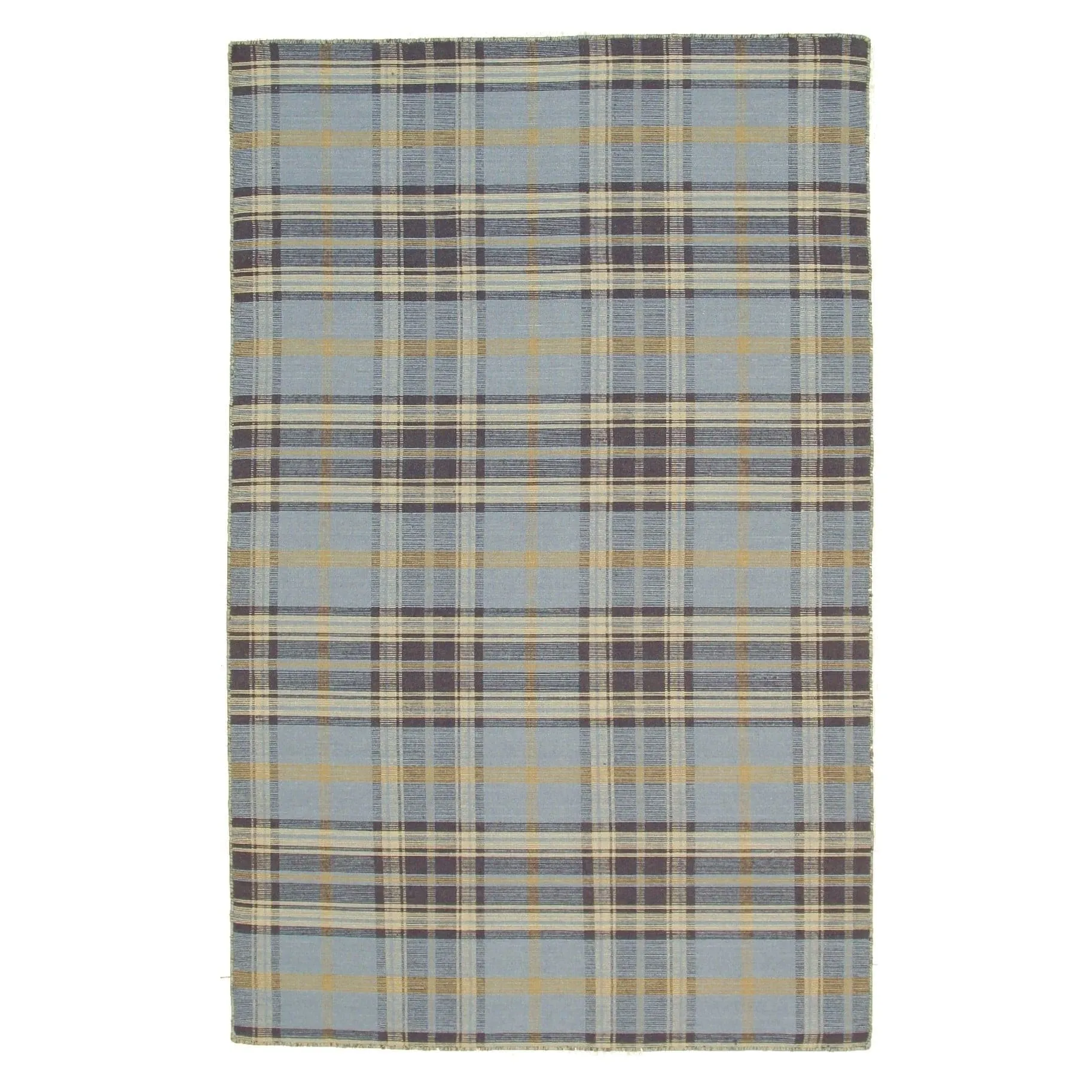 EORC Handmade Wool Plaid Rug | Stylish Blue Area Rug for Living Room. Bedroom. Office. & Home Dcor | Durable & Trendy Design