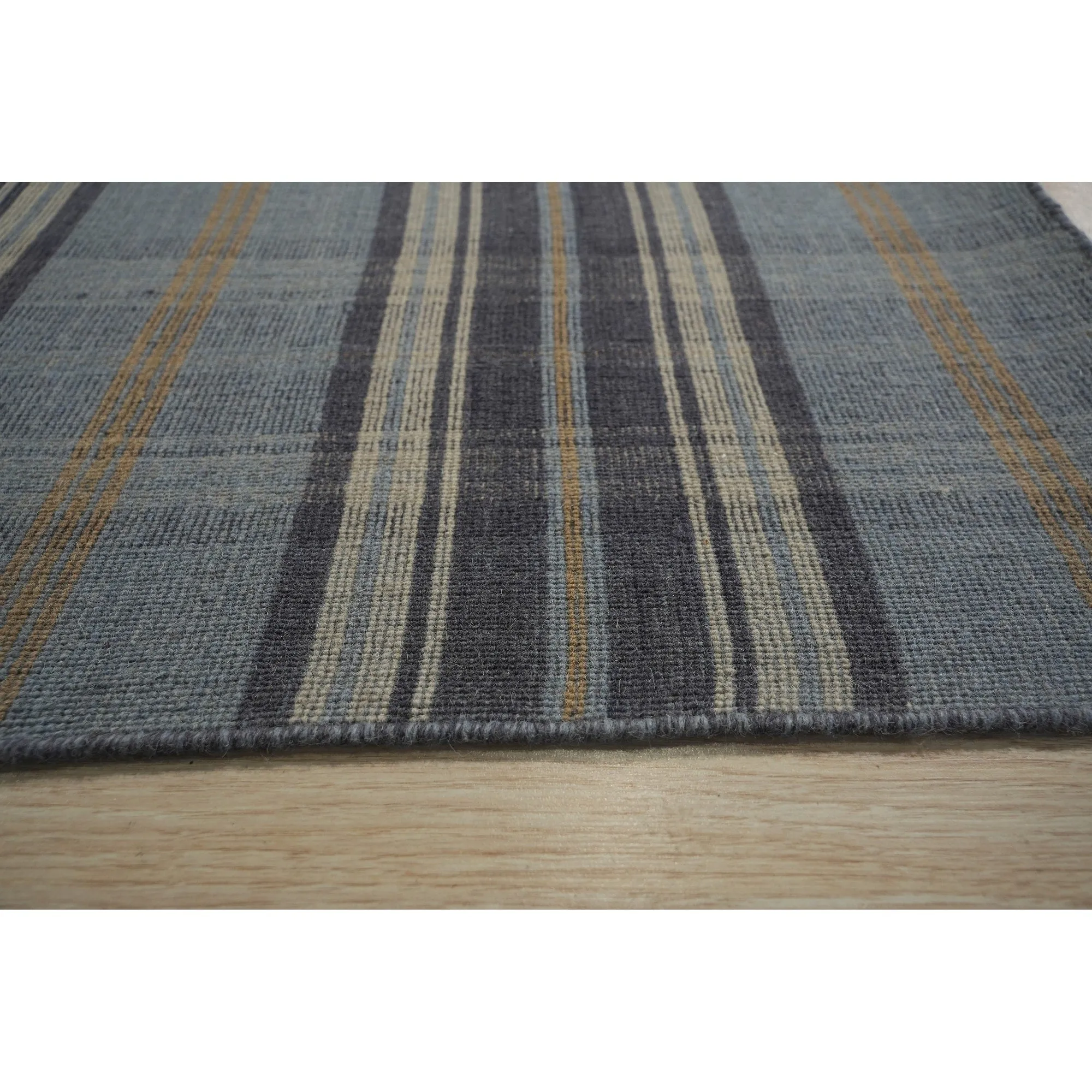 EORC Handmade Wool Plaid Rug | Stylish Blue Area Rug for Living Room. Bedroom. Office. & Home Dcor | Durable & Trendy Design
