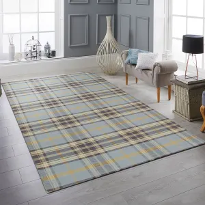EORC Handmade Wool Plaid Rug | Stylish Blue Area Rug for Living Room. Bedroom. Office. & Home Dcor | Durable & Trendy Design