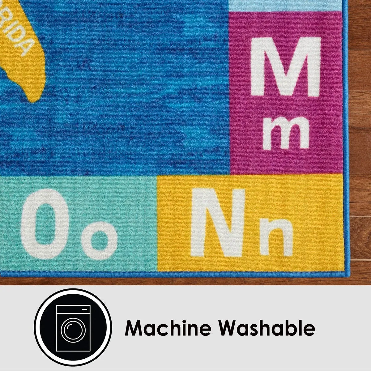 Eric Carle Elementary USA Map Machine Washable Kids Area Rug