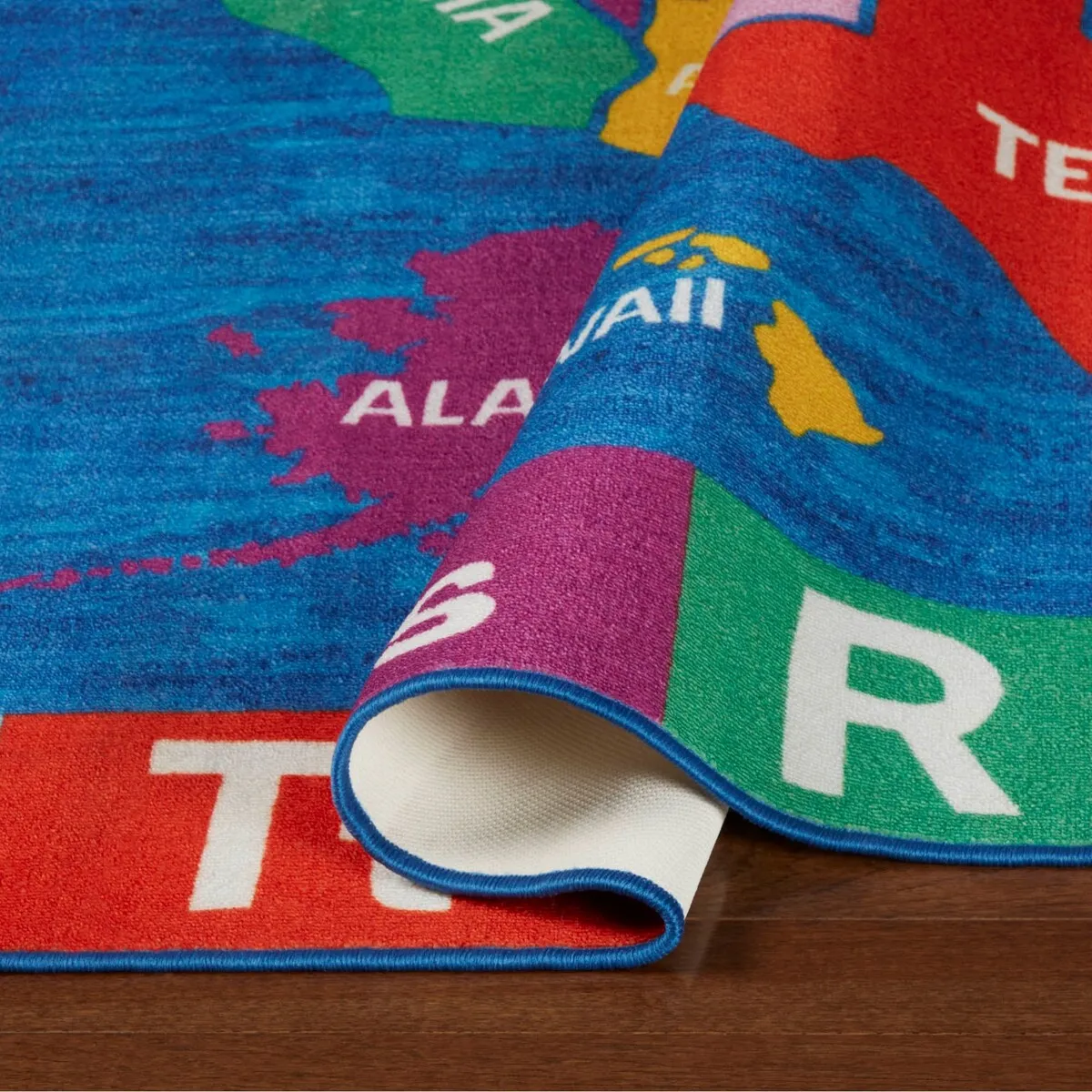 Eric Carle Elementary USA Map Machine Washable Kids Area Rug