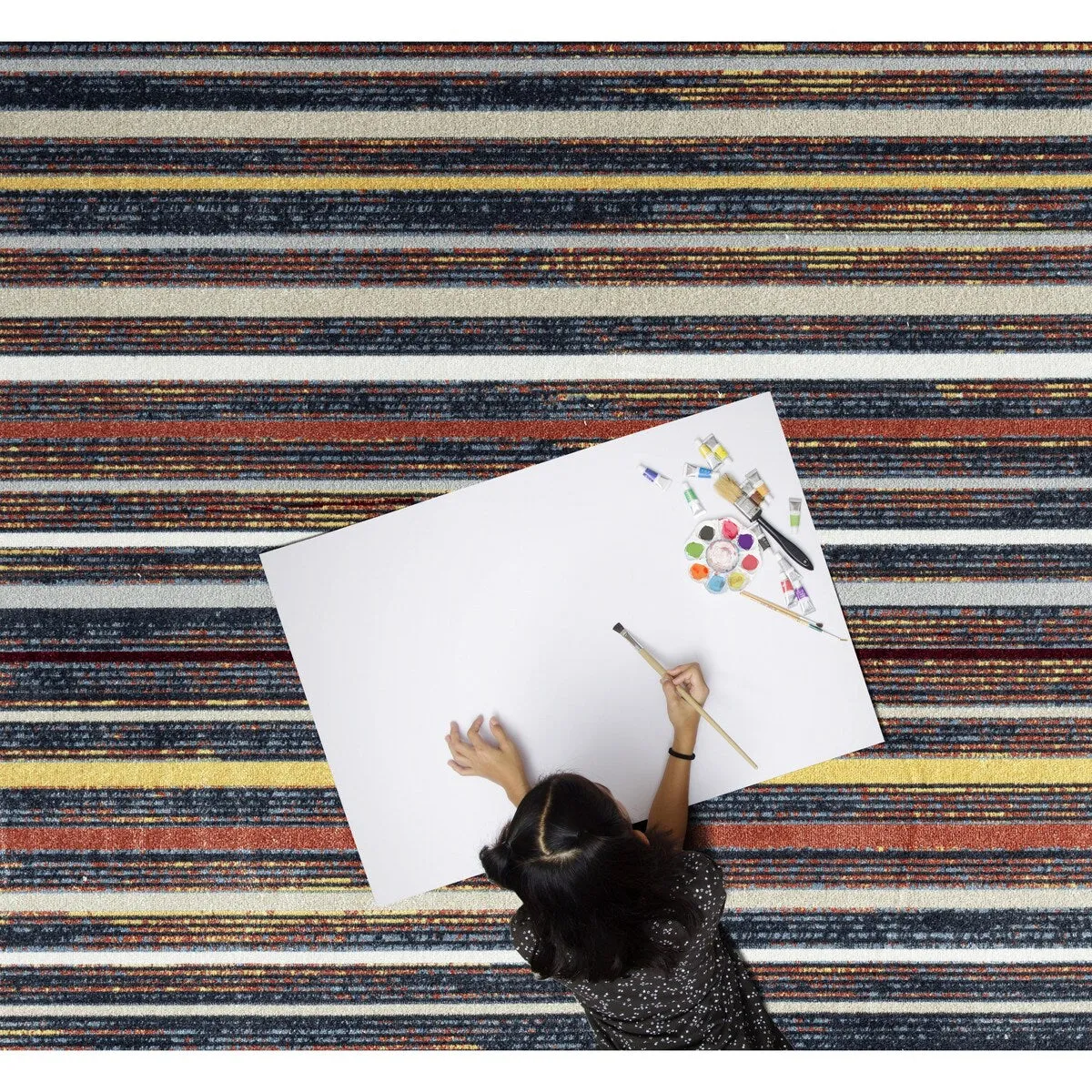 Everwash Treasure Striped Modern Machine Washable Area Rug