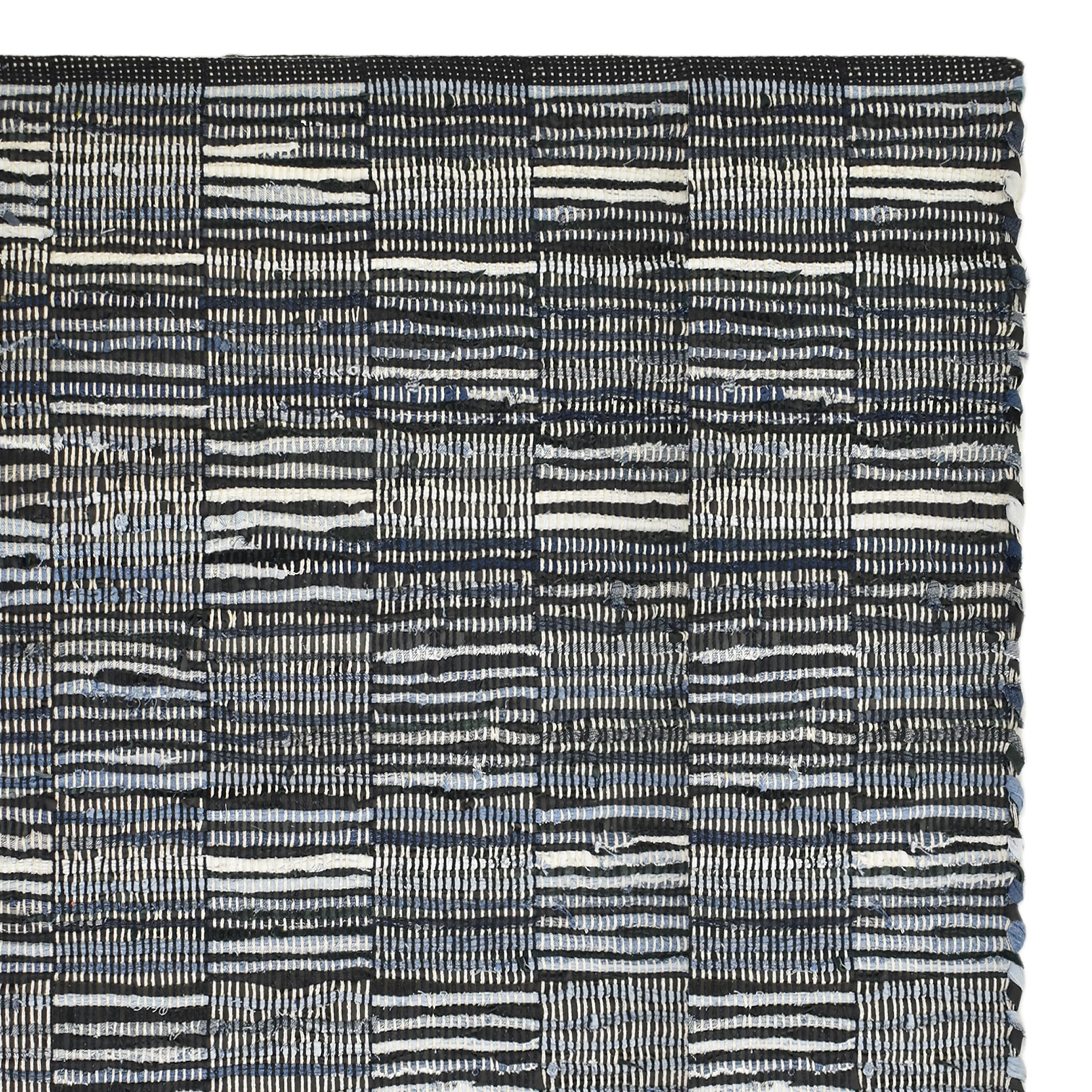 Fabstyles Denim Leather Checkerboard Handmade Area Rag Rug