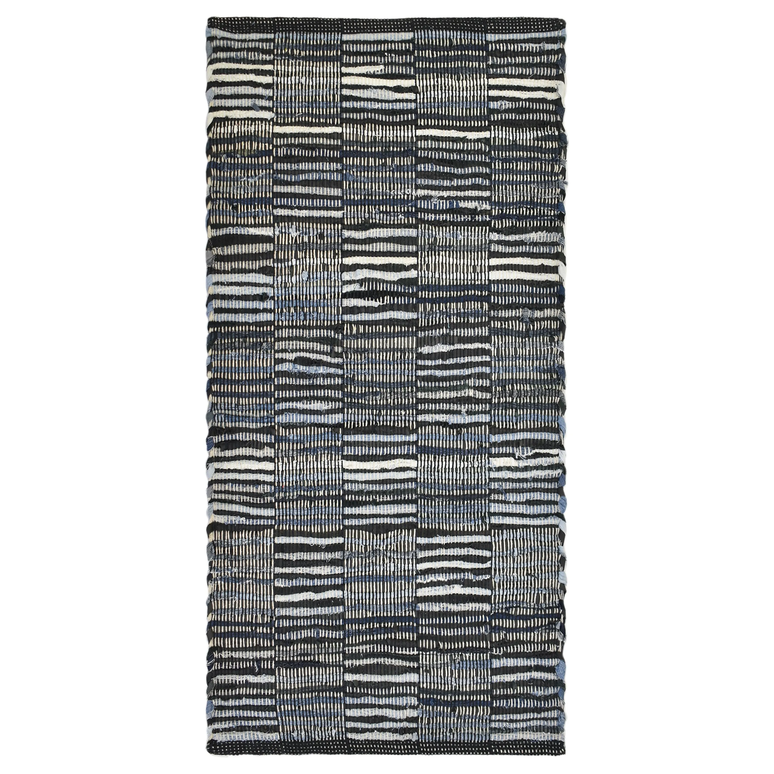 Fabstyles Denim Leather Checkerboard Handmade Area Rag Rug