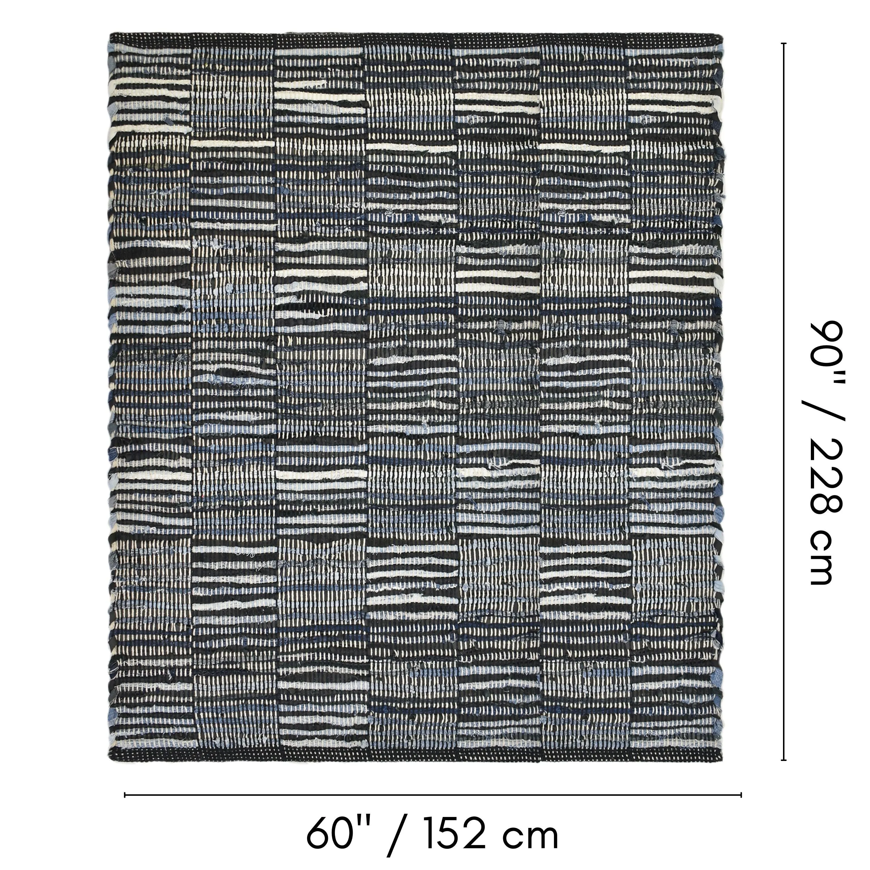 Fabstyles Denim Leather Checkerboard Handmade Area Rag Rug