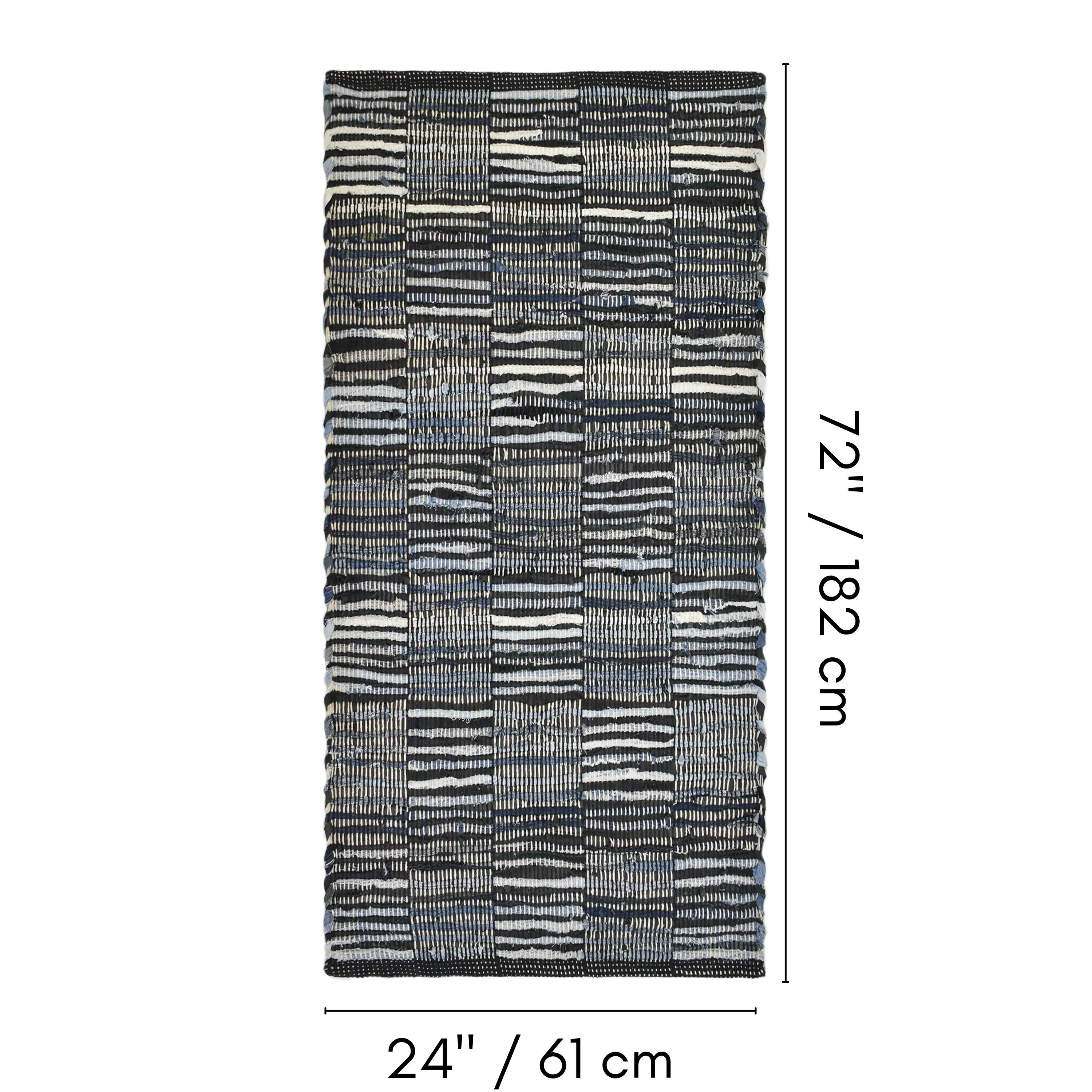 Fabstyles Denim Leather Checkerboard Handmade Area Rag Rug