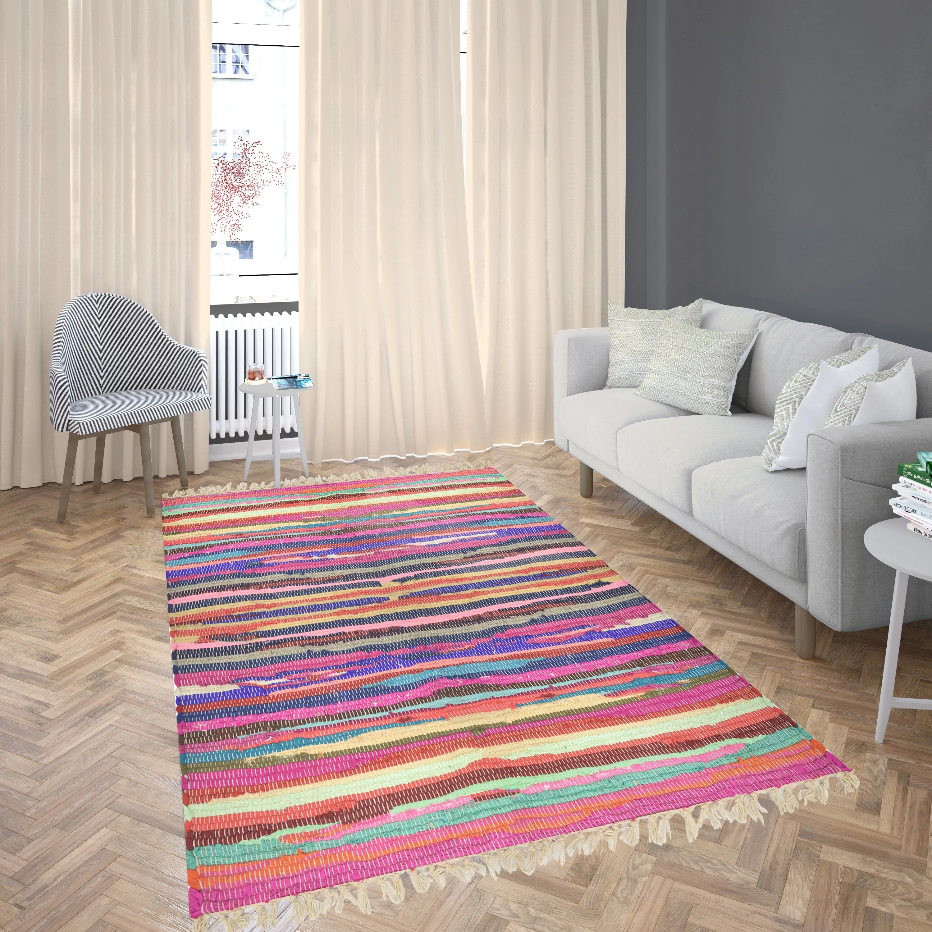 Fabstyles Spectrum Cotton Handmade Area Rag Rug