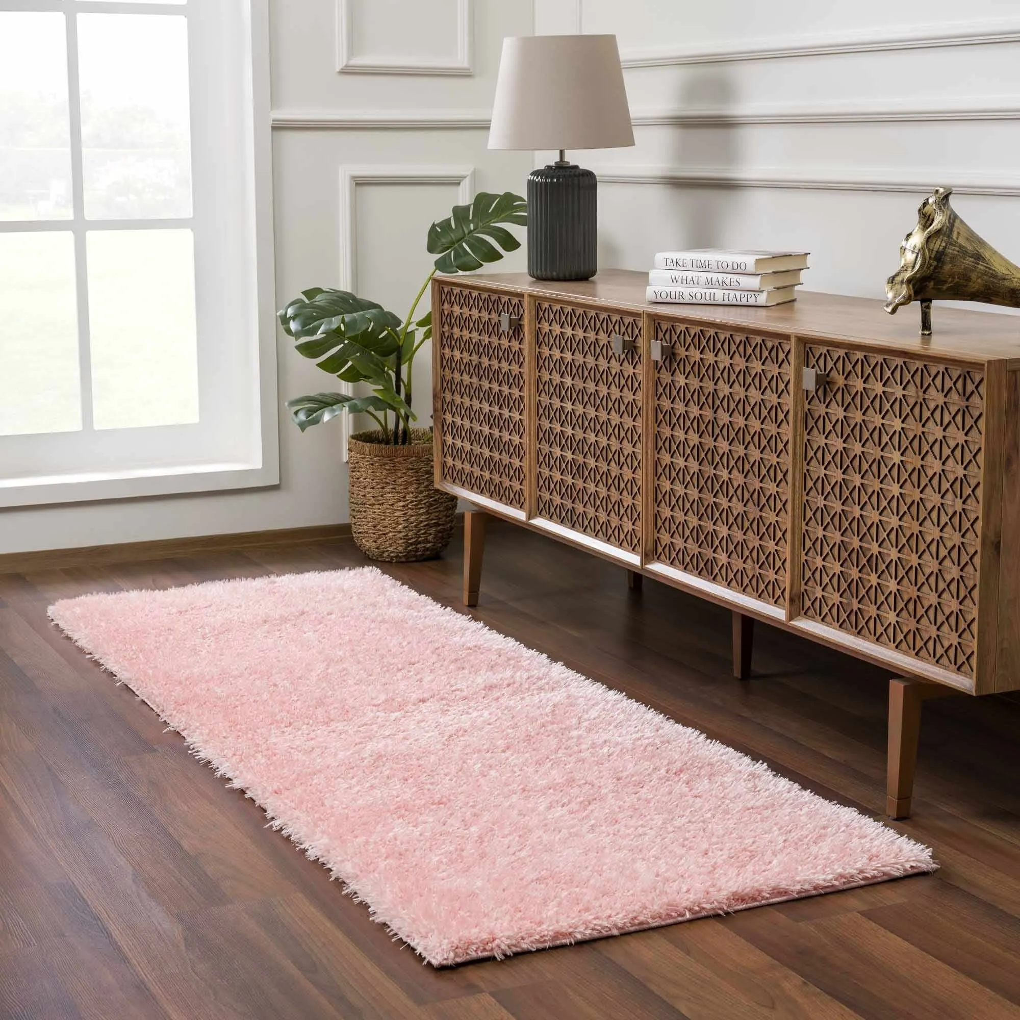 Faina Machine Washable Fluffy Carpet Solid Shag Plain Area Rug