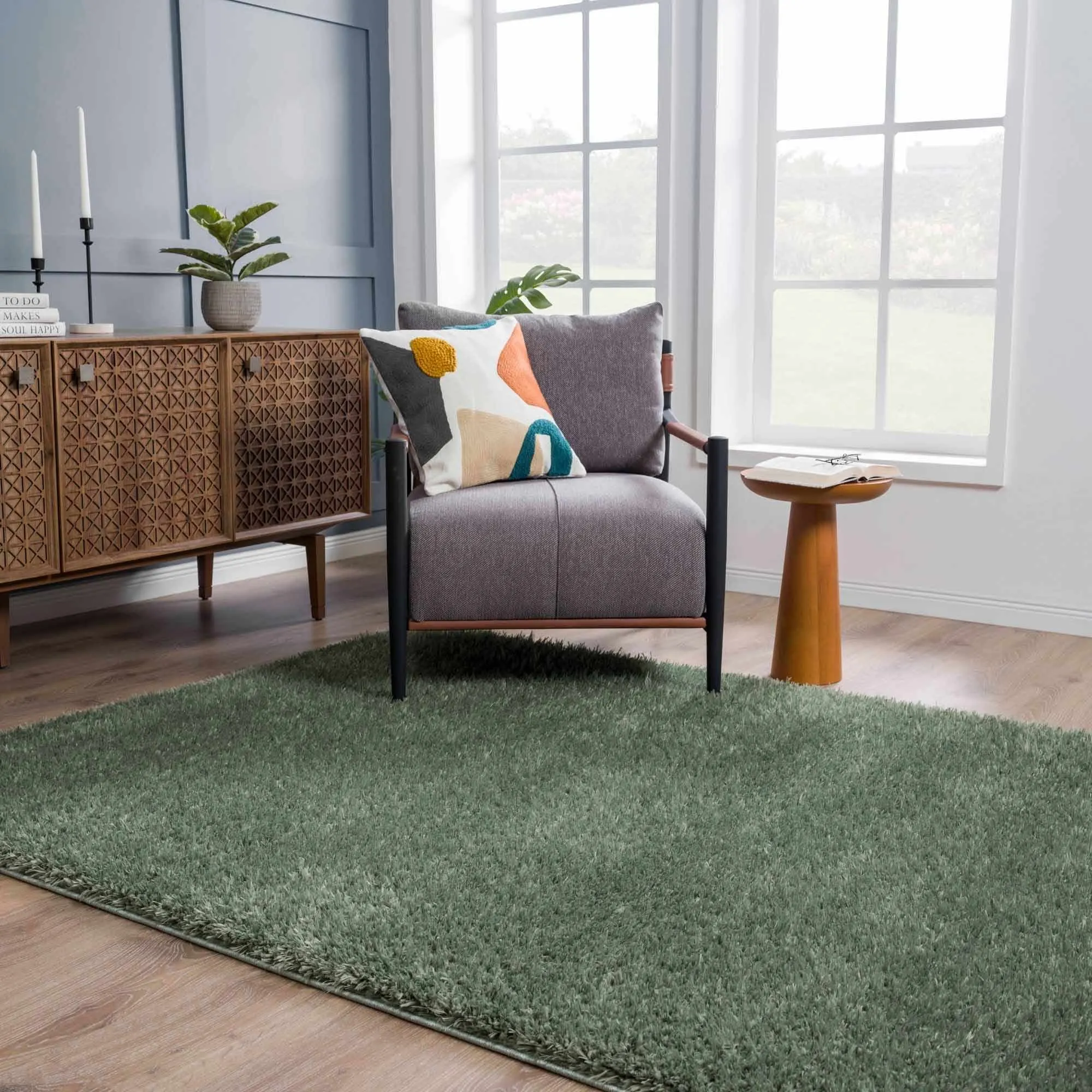 Faina Machine Washable Fluffy Carpet Solid Shag Plain Area Rug
