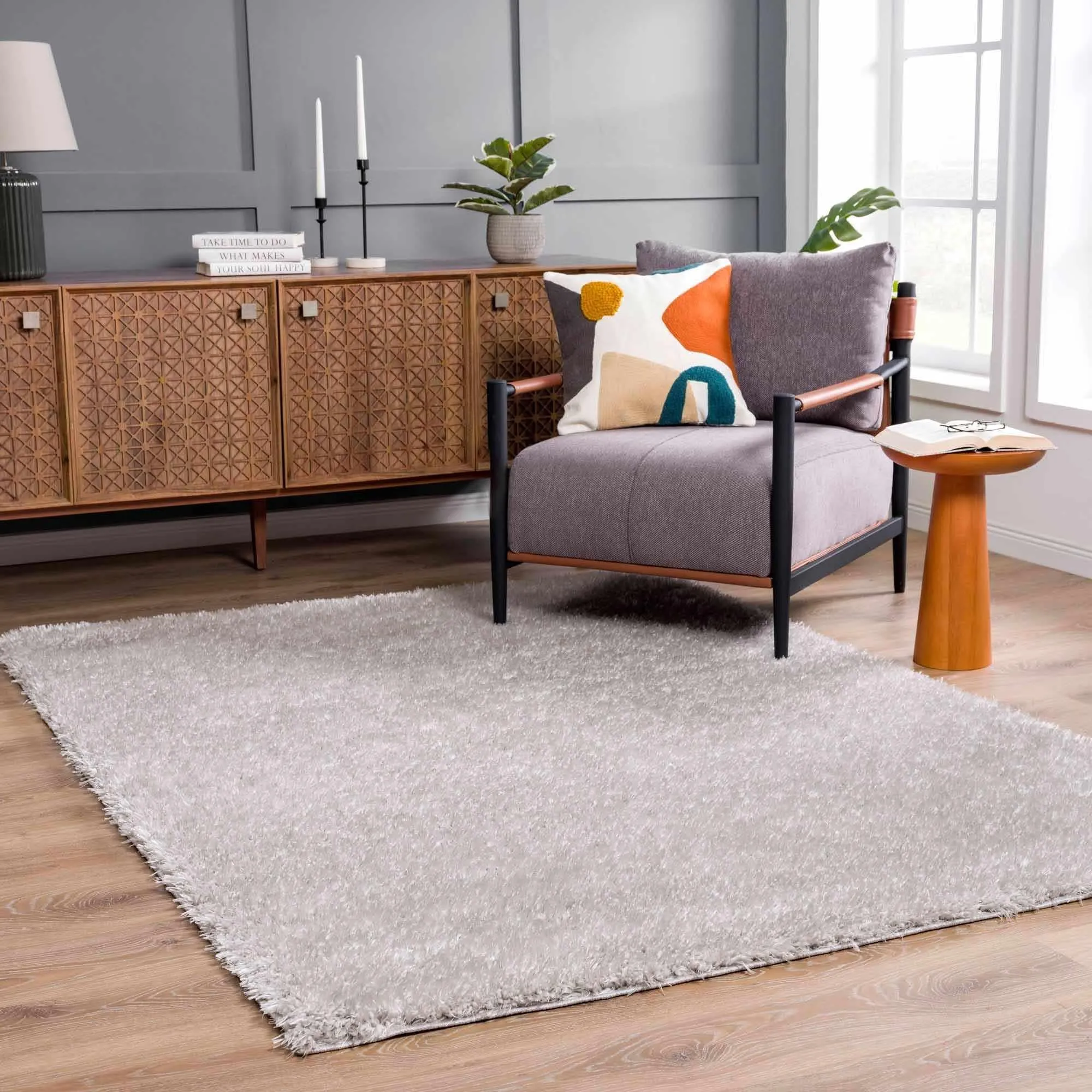 Faina Machine Washable Fluffy Carpet Solid Shag Plain Area Rug