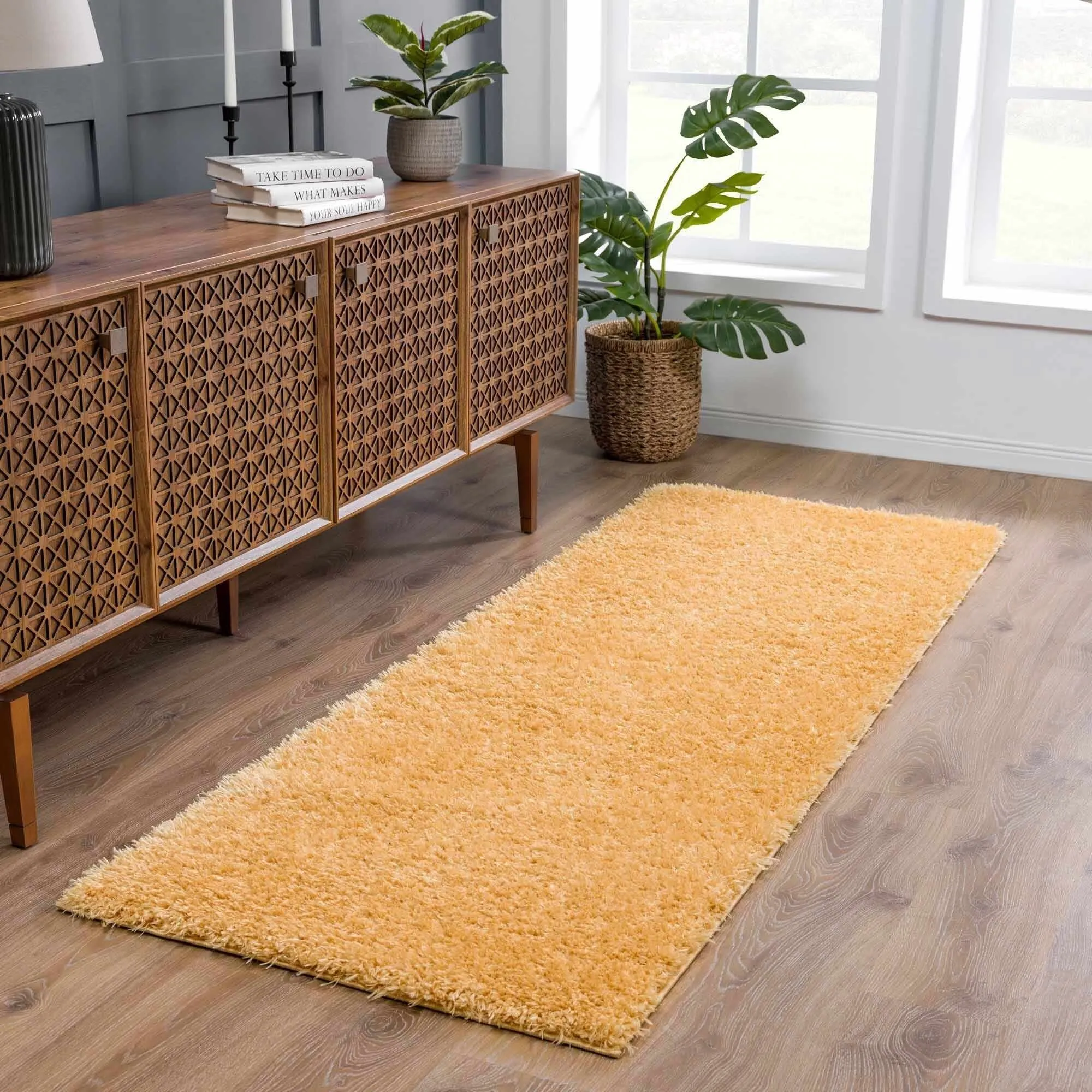 Faina Machine Washable Fluffy Carpet Solid Shag Plain Area Rug