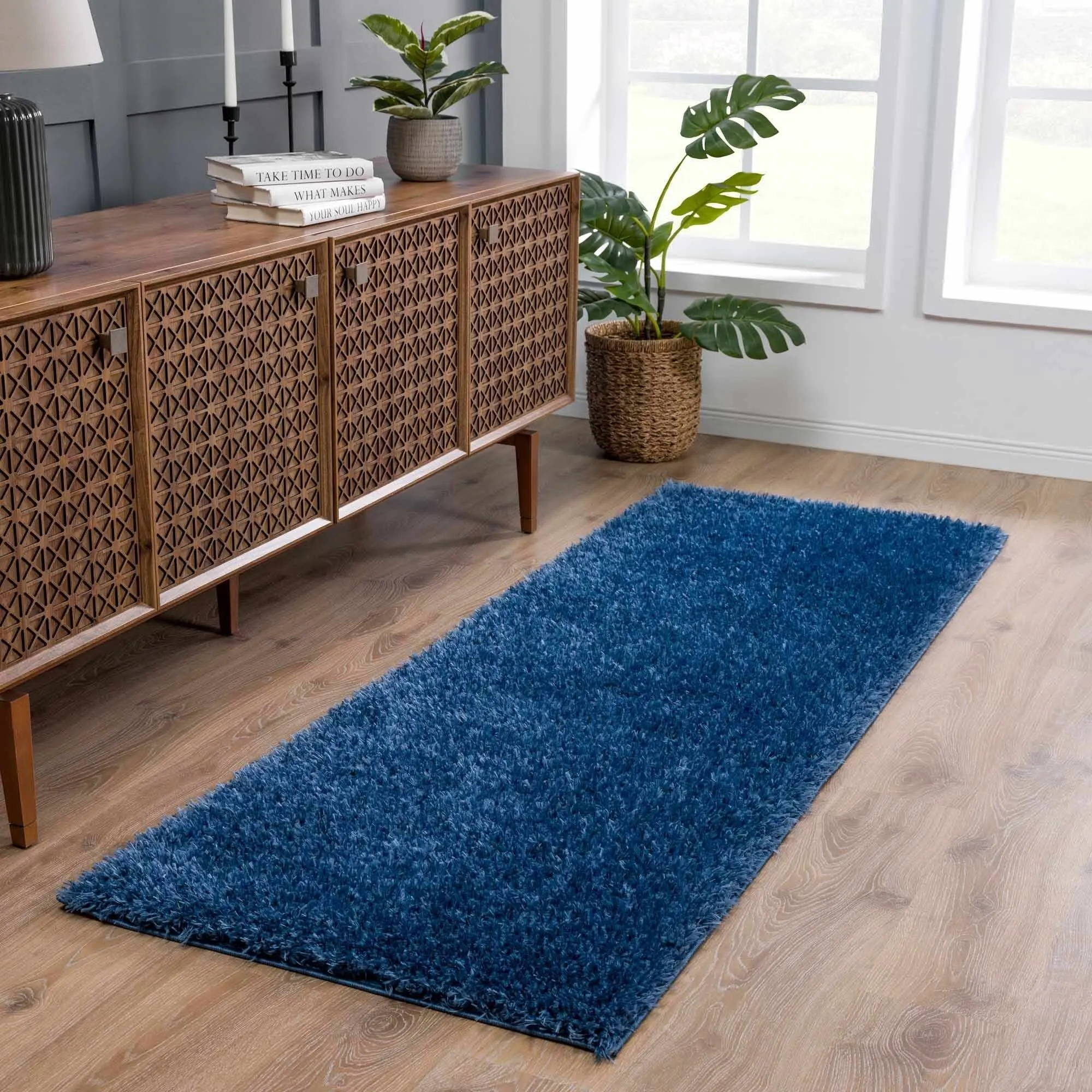 Faina Machine Washable Fluffy Carpet Solid Shag Plain Area Rug