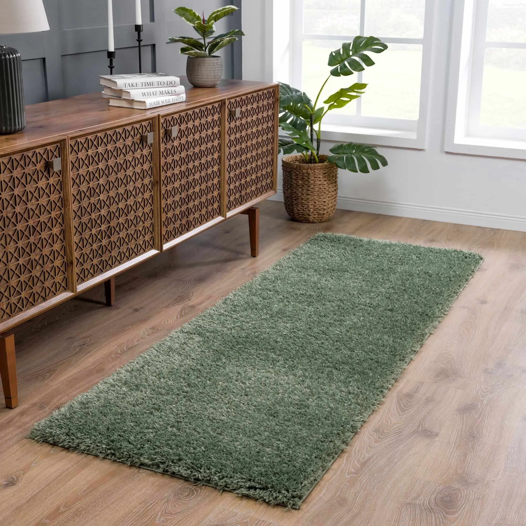 Faina Machine Washable Fluffy Carpet Solid Shag Plain Area Rug