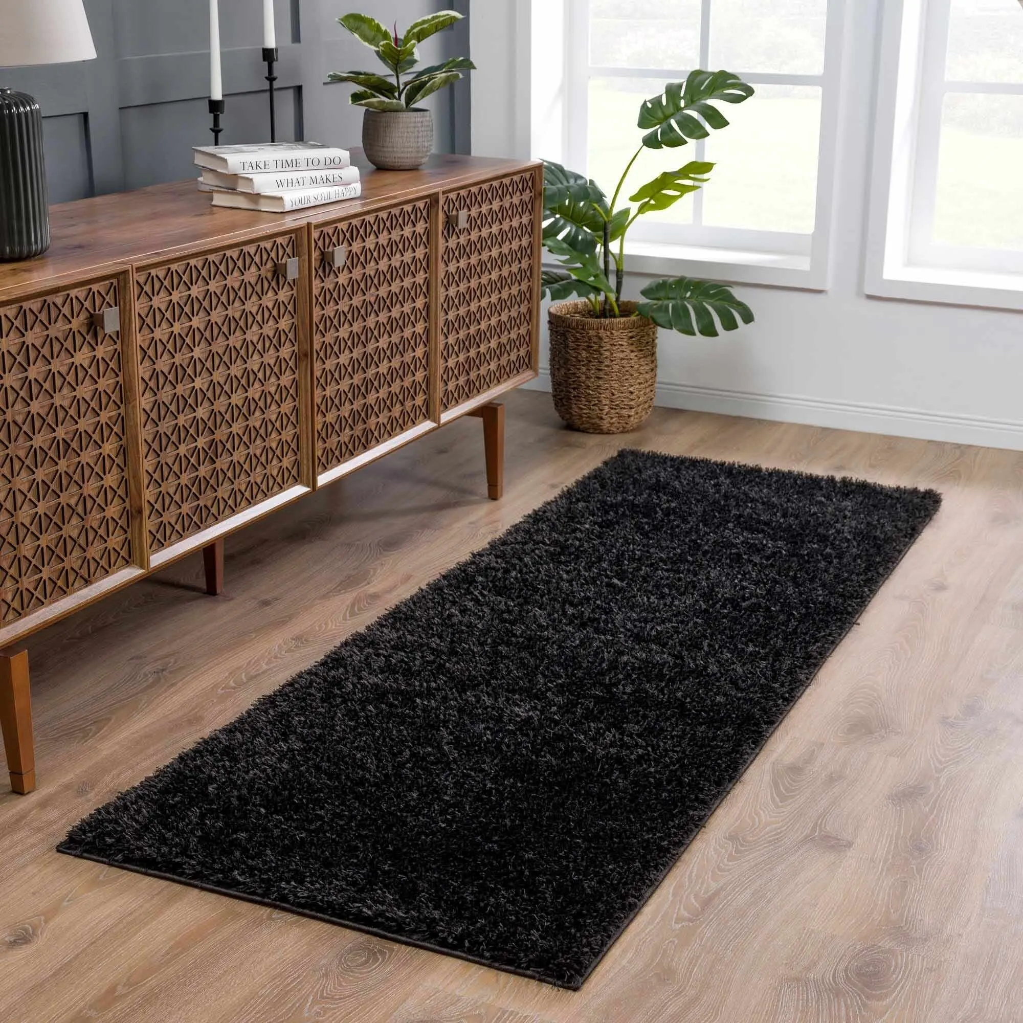 Faina Machine Washable Fluffy Carpet Solid Shag Plain Area Rug
