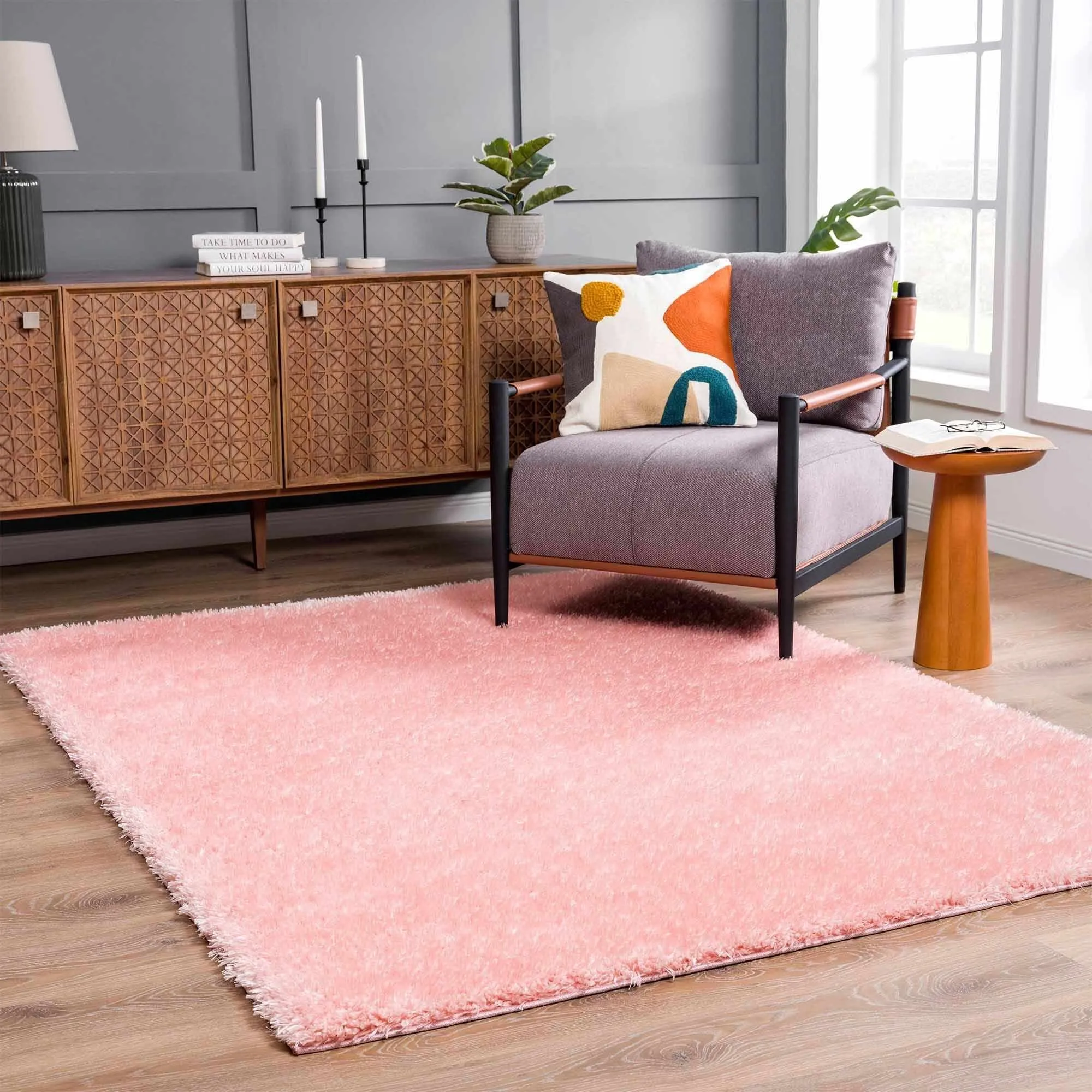 Faina Machine Washable Fluffy Carpet Solid Shag Plain Area Rug