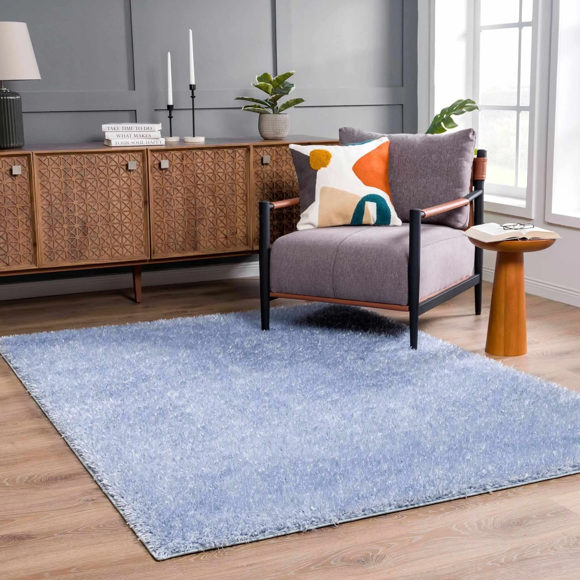 Faina Machine Washable Fluffy Carpet Solid Shag Plain Area Rug