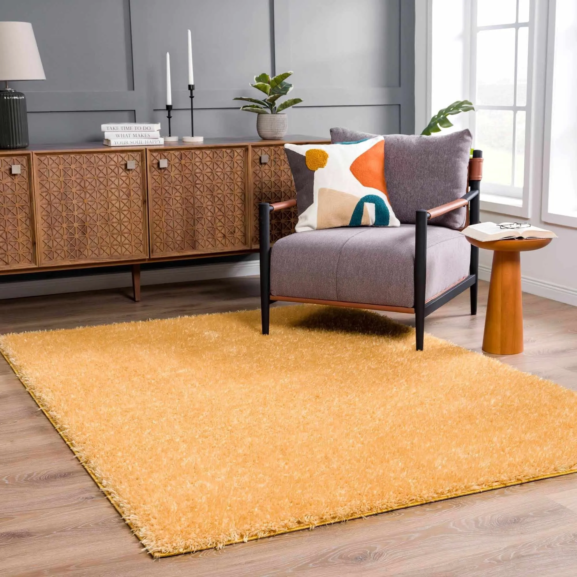Faina Machine Washable Fluffy Carpet Solid Shag Plain Area Rug