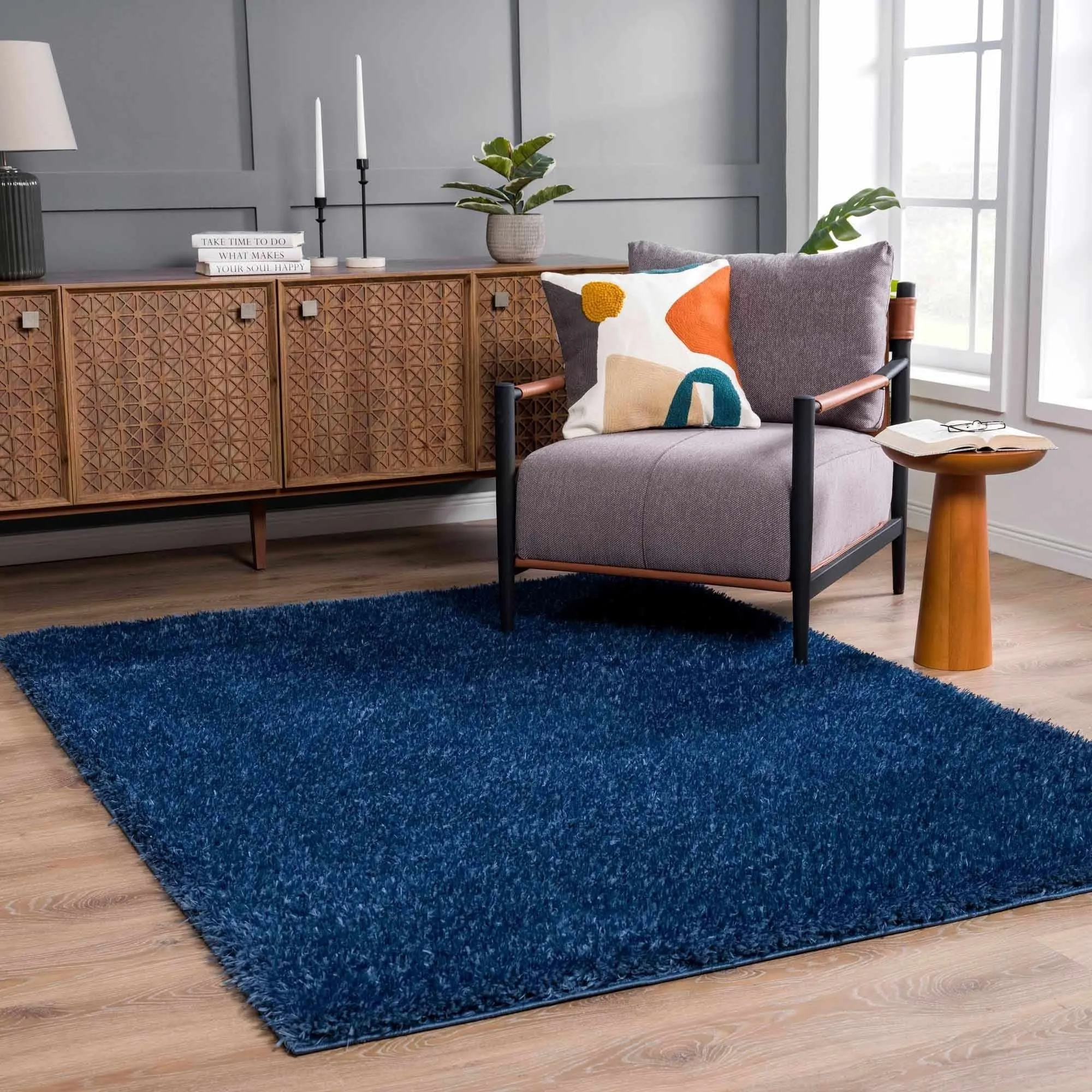 Faina Machine Washable Fluffy Carpet Solid Shag Plain Area Rug