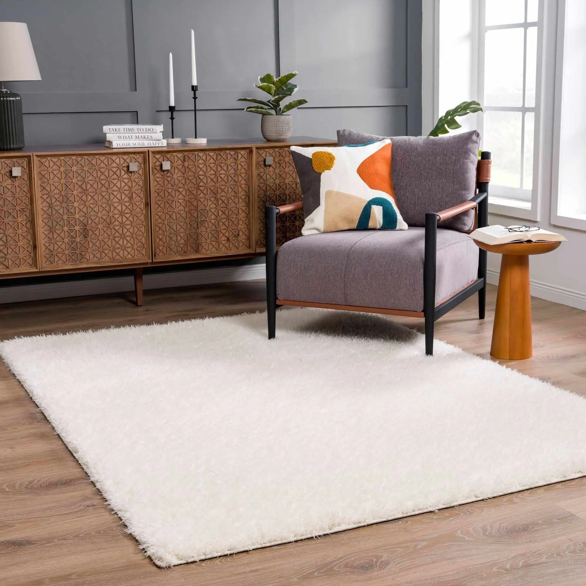Faina Machine Washable Fluffy Carpet Solid Shag Plain Area Rug