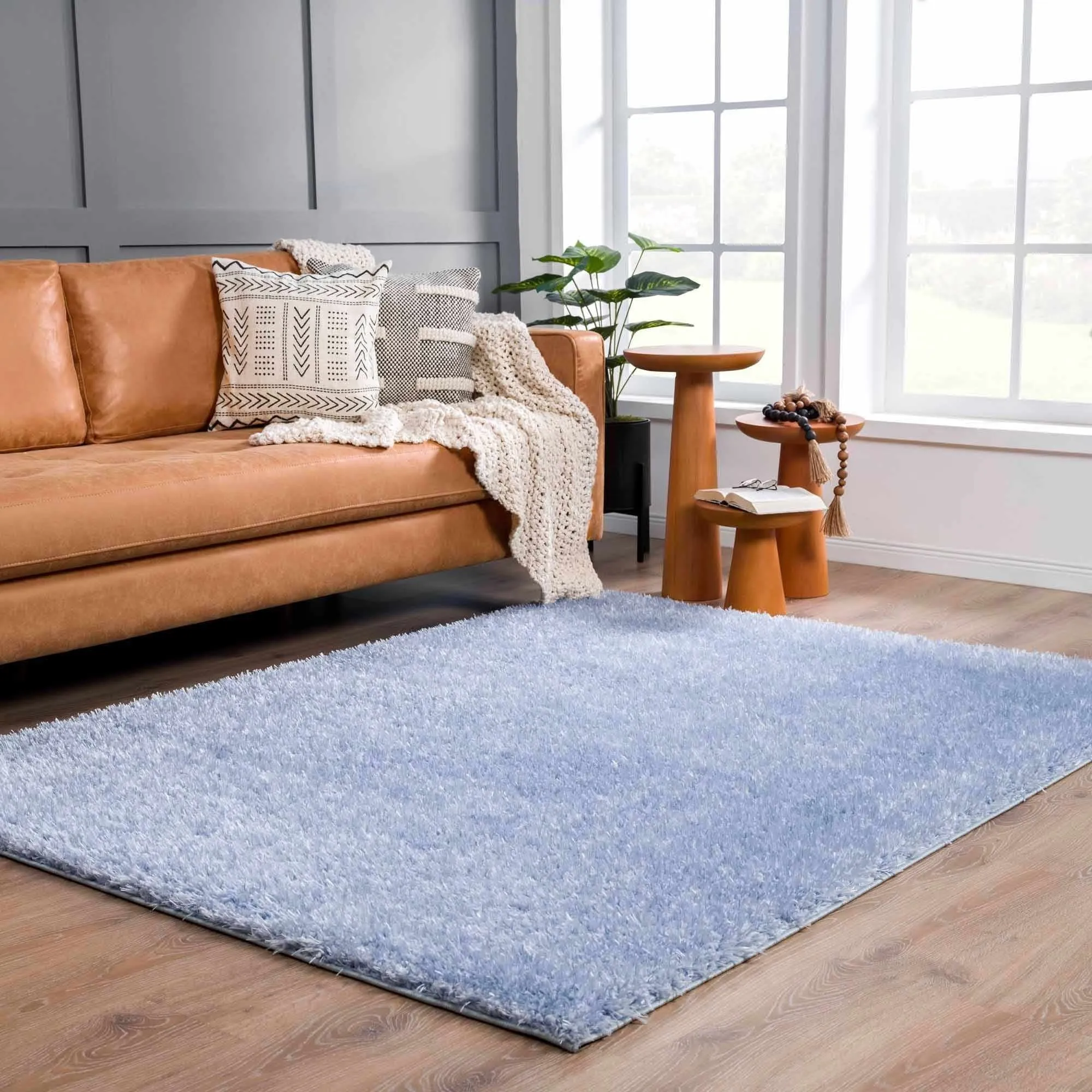 Faina Machine Washable Fluffy Carpet Solid Shag Plain Area Rug