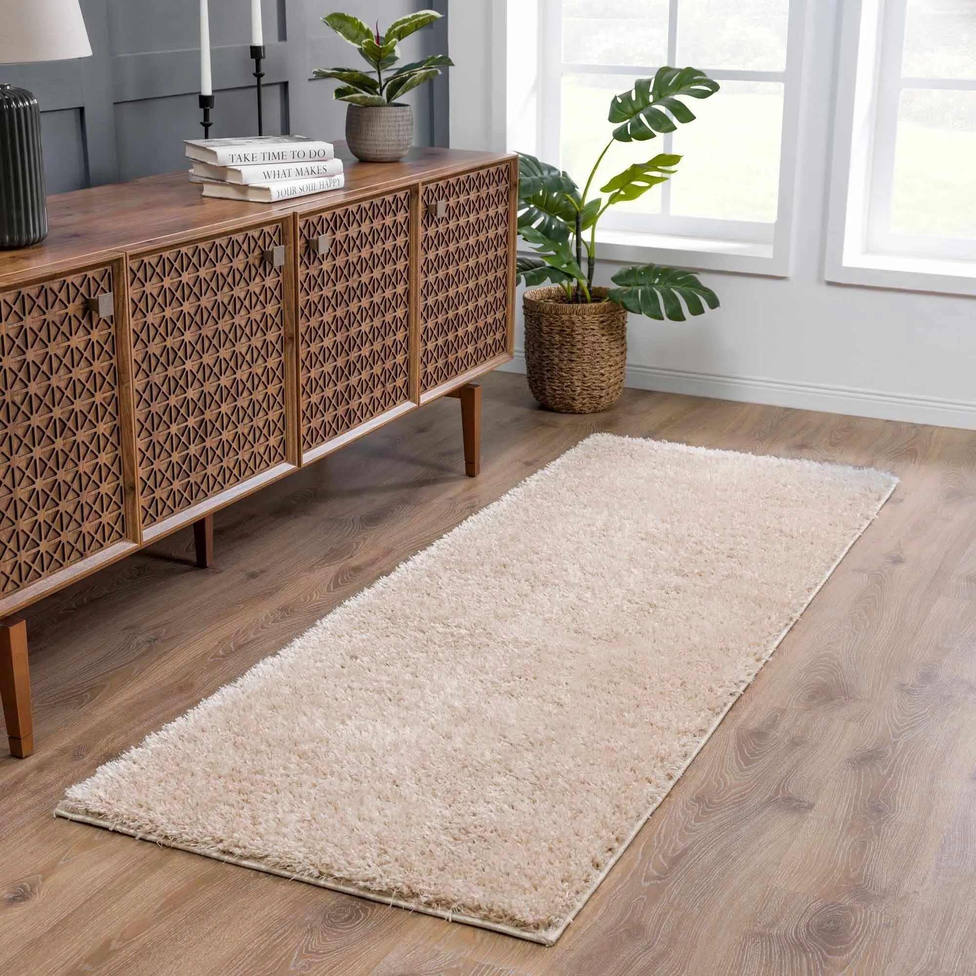 Faina Machine Washable Fluffy Carpet Solid Shag Plain Area Rug