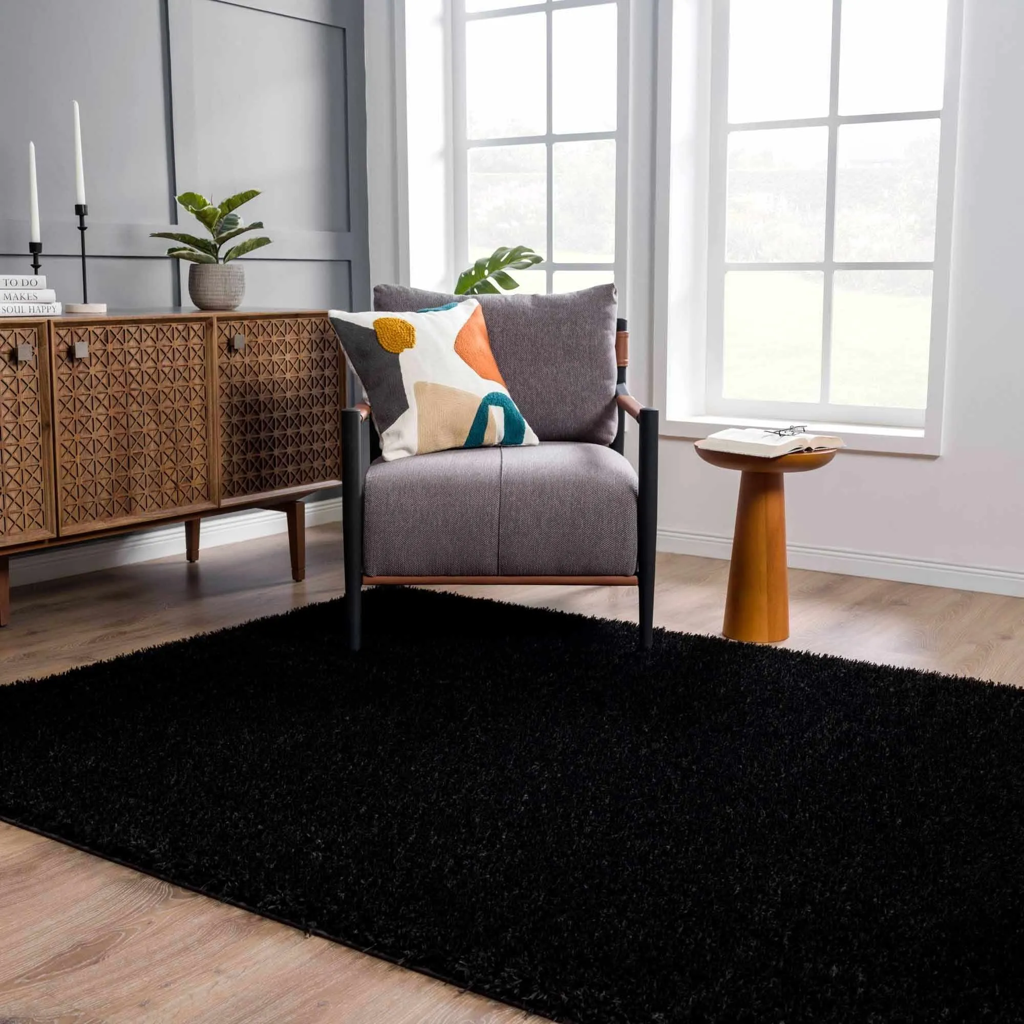 Faina Machine Washable Fluffy Carpet Solid Shag Plain Area Rug