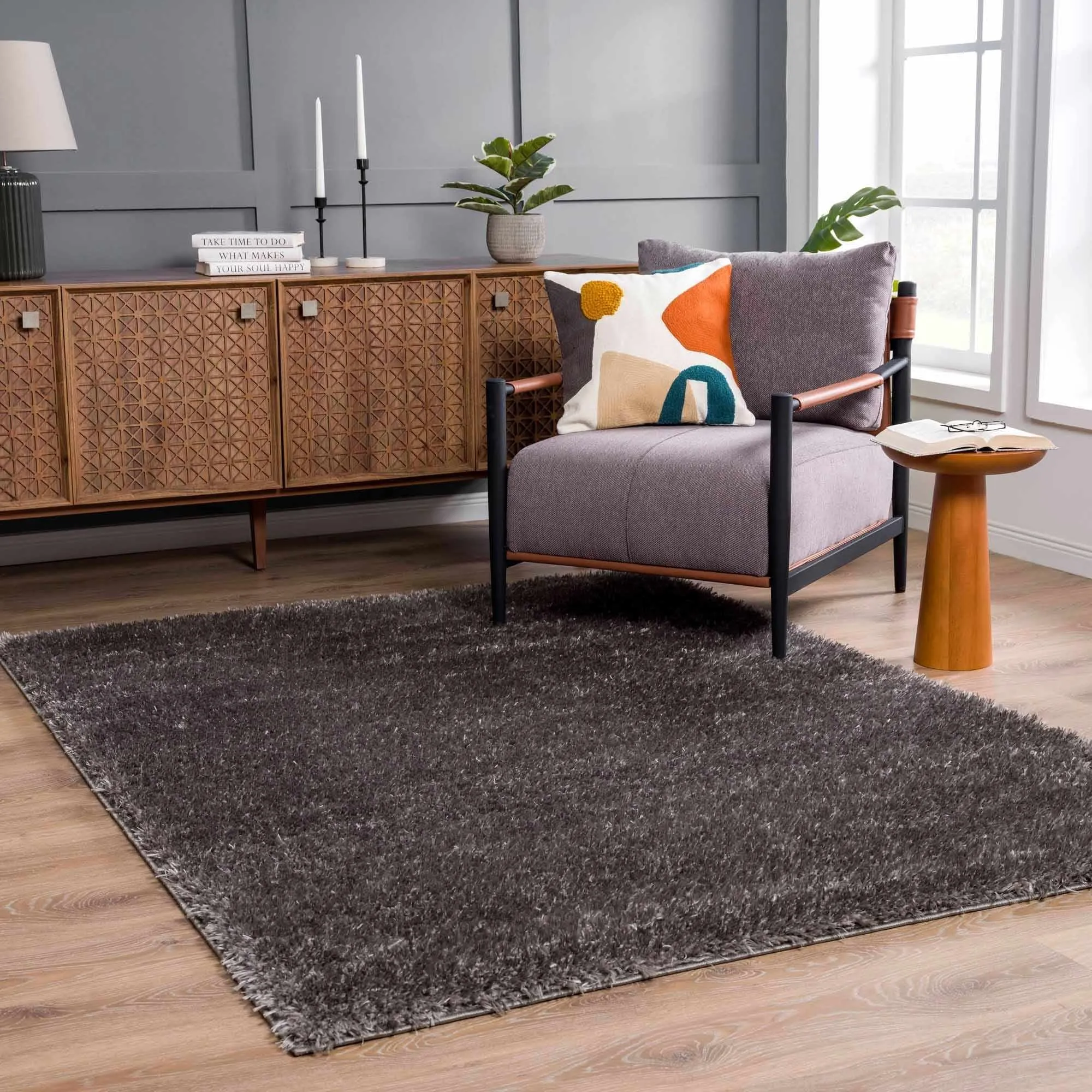 Faina Machine Washable Fluffy Carpet Solid Shag Plain Area Rug