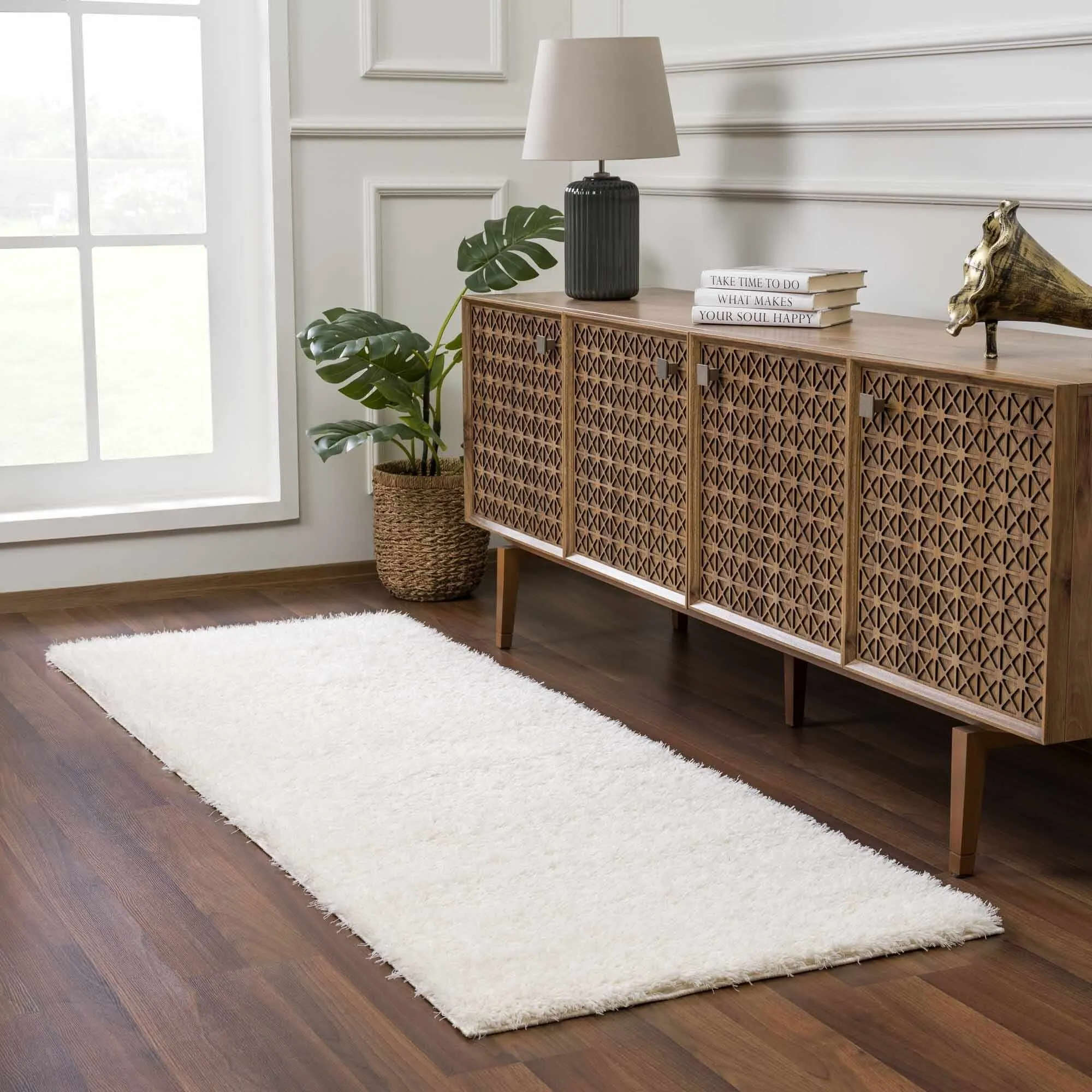 Faina Machine Washable Fluffy Carpet Solid Shag Plain Area Rug