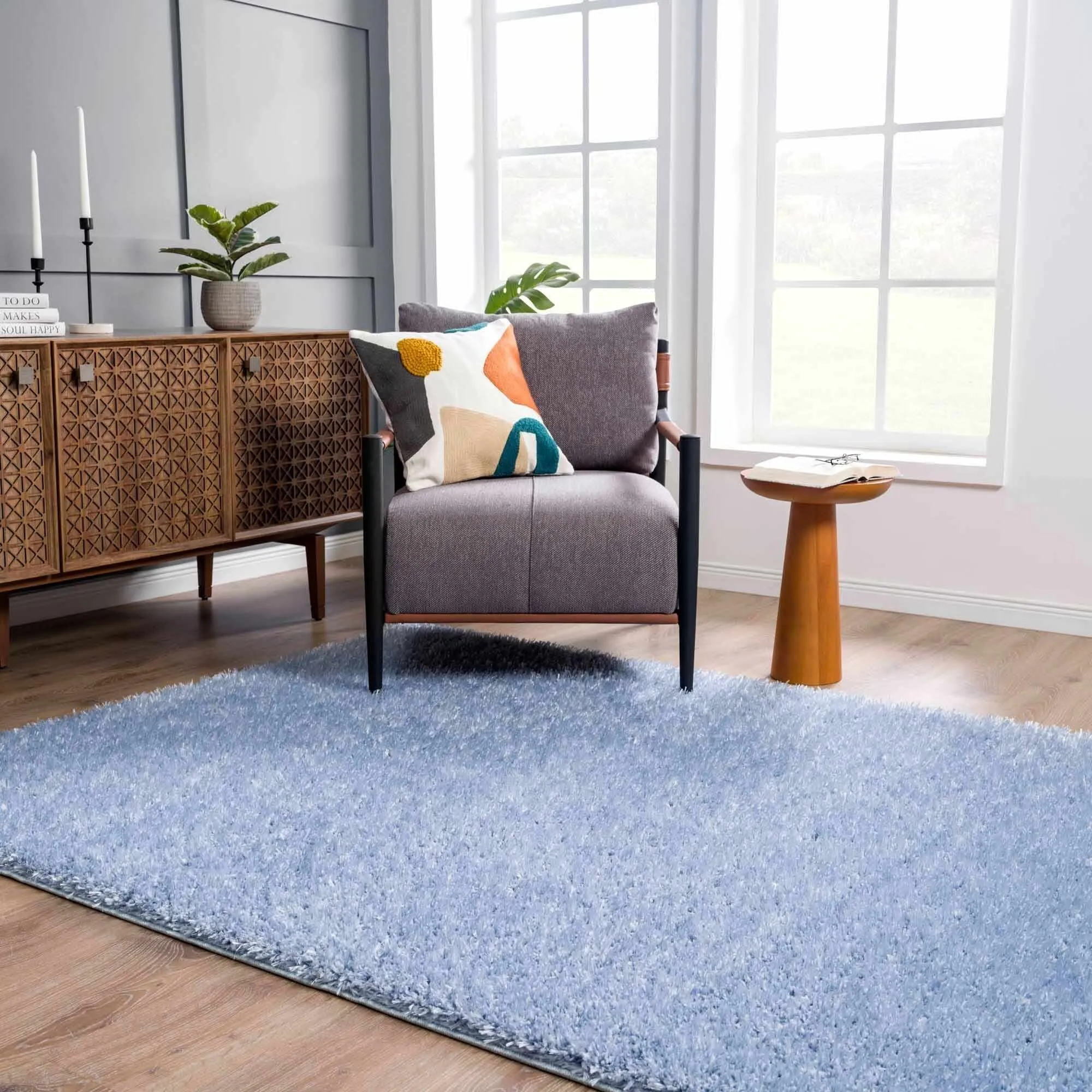 Faina Machine Washable Fluffy Carpet Solid Shag Plain Area Rug