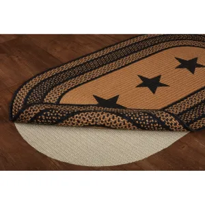 Farmhouse Jute Rug Oval Stencil Stars w/ Pad 27x48 - 27 x 48